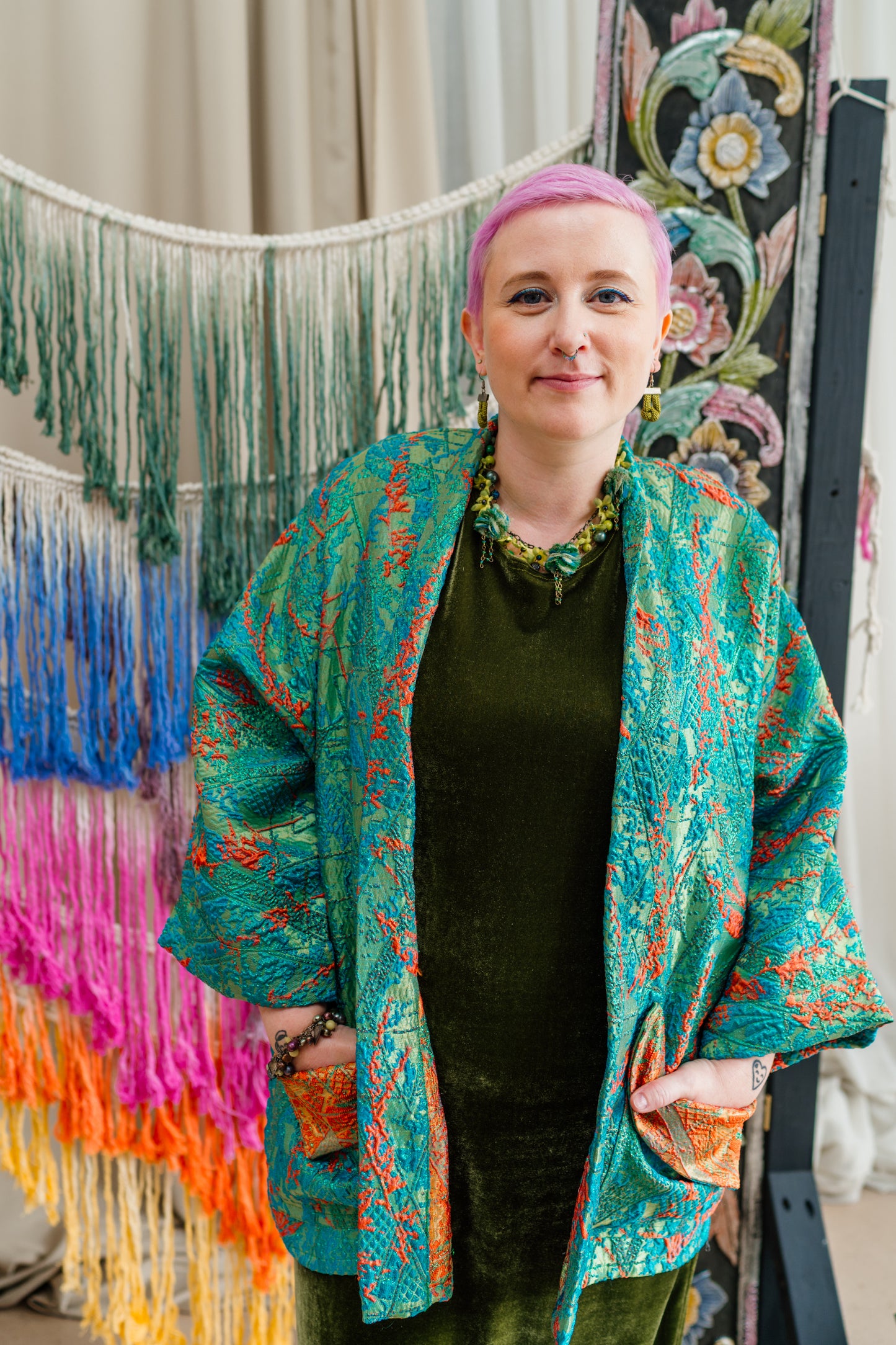 Kimono Jacket in Green Paradise