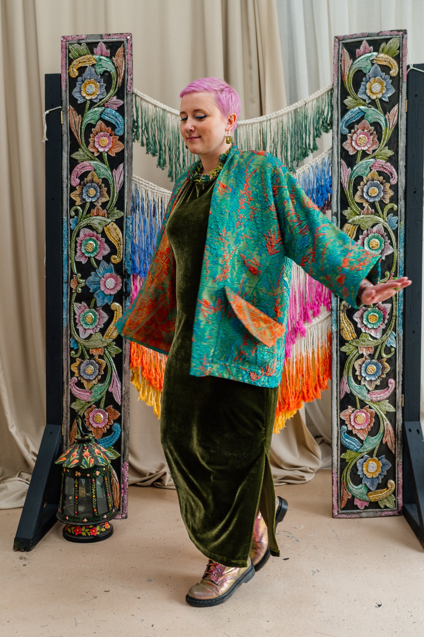 Kimono Jacket in Green Paradise