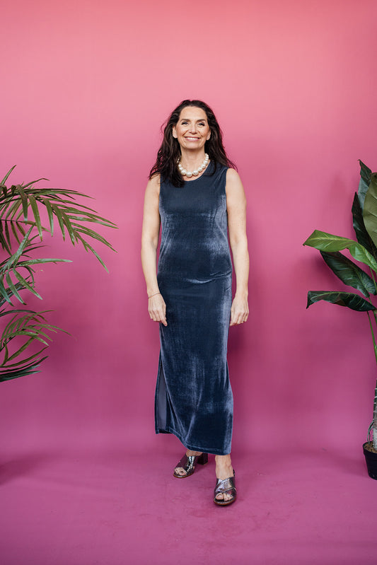 Velvet Maxi Dress in Slate Grey + 2 Colours