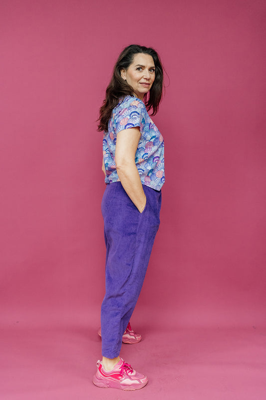 SALE - Linen Bowling Shirt in Blue Seashell XS, M