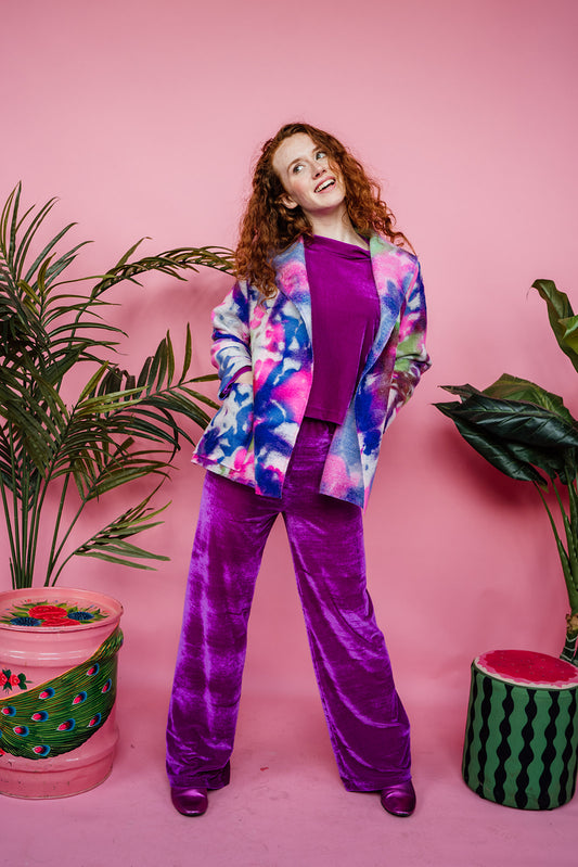 SALE - Cropped Watercolour Boiled Wool Coat XS, S, M