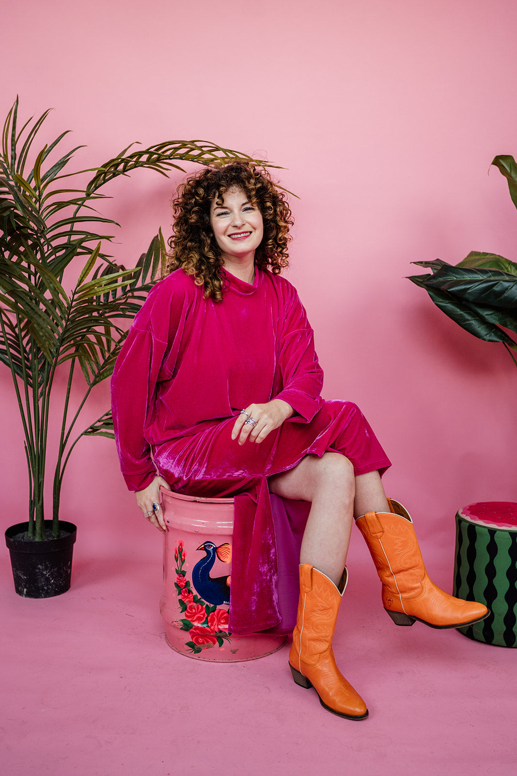 Velvet Batwing Top in Bright Pink - Megan Crook