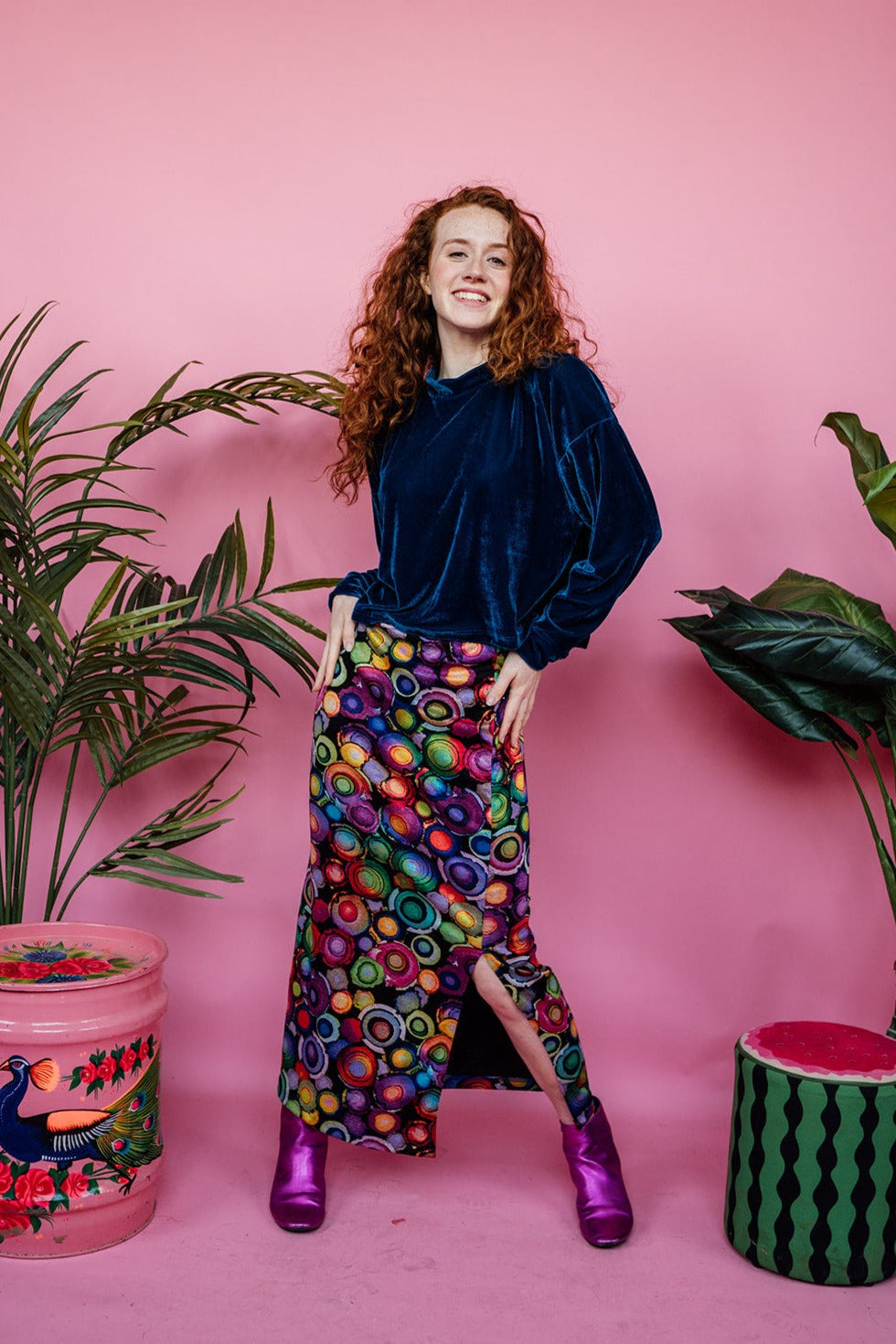 Velvet Batwing Top in Teal - Megan Crook