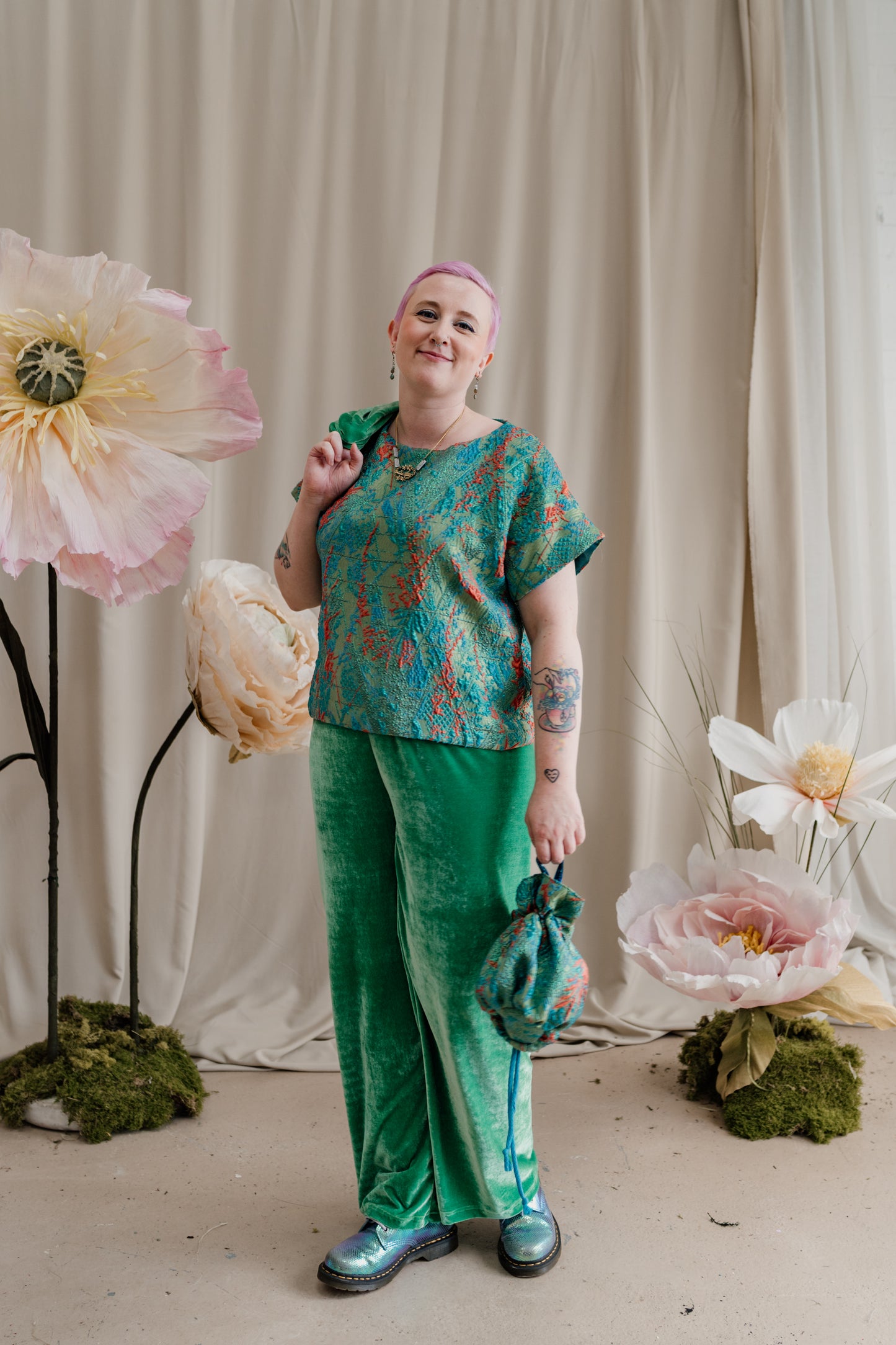 Bucket Bag in Green Paradise