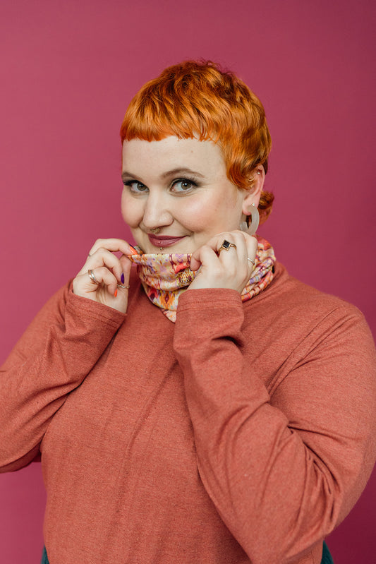 SALE - Mock Turtleneck in Brick Orange Jersey + 1 Colour