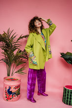 Load image into Gallery viewer, Embellished Short Wool Coat in Lime Green