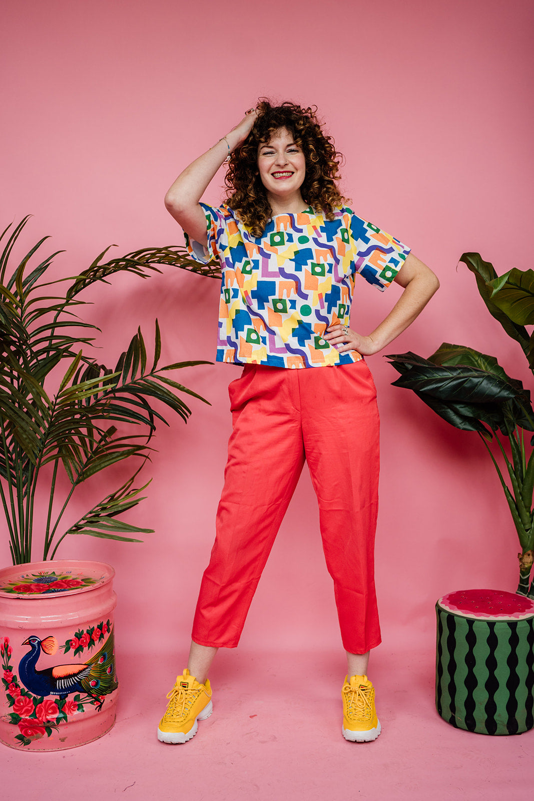 Smock Top in Rainbow Block