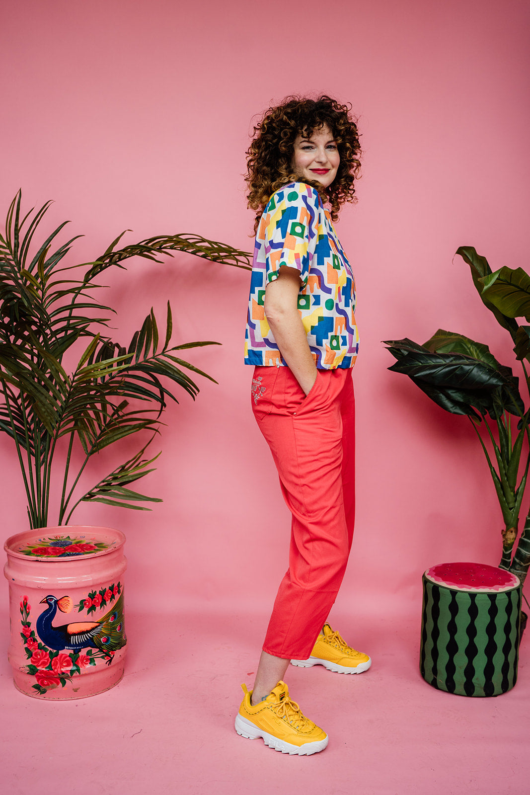 Smock Top in Rainbow Block