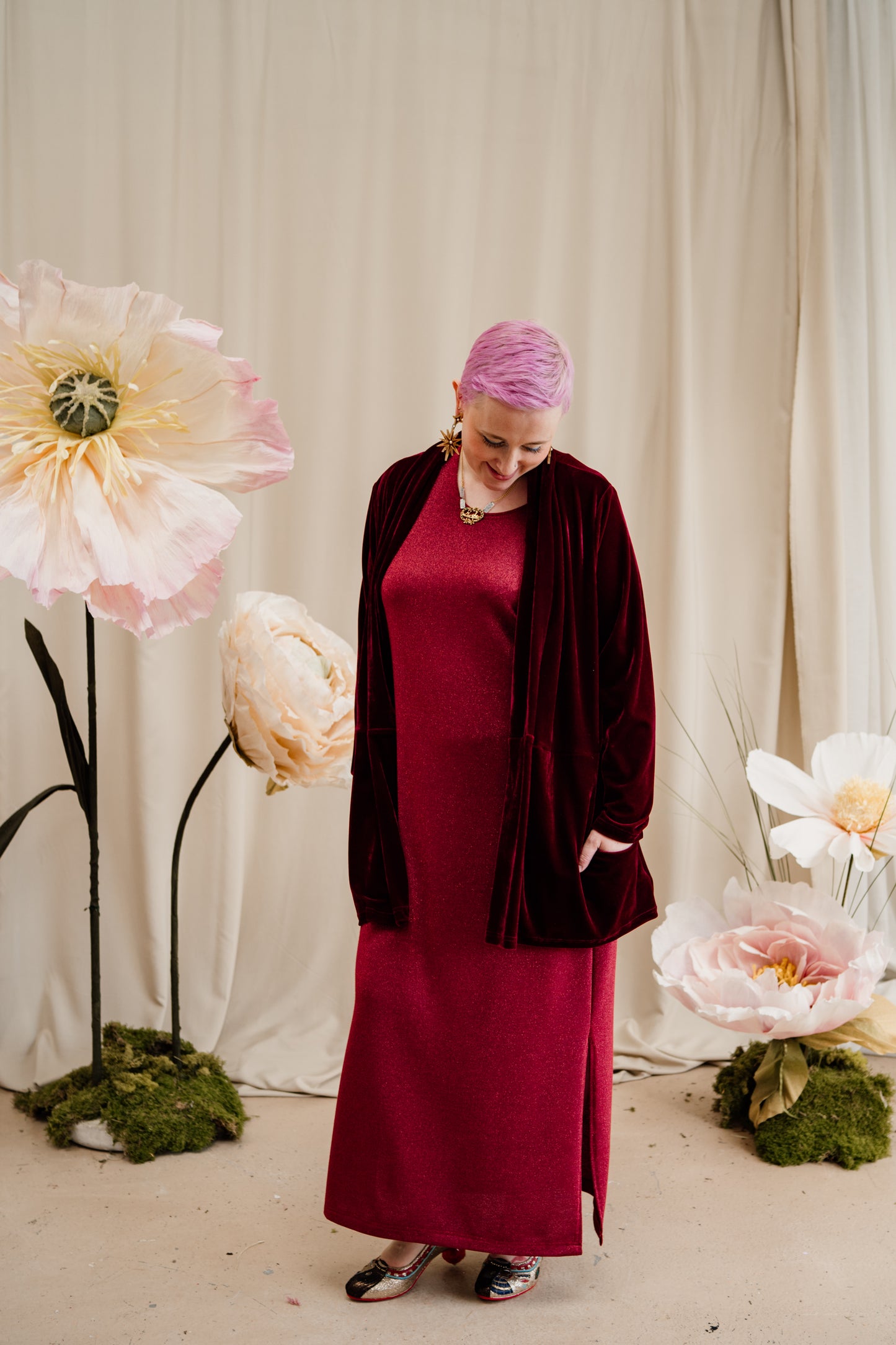 Velvet Jacket in Burgundy