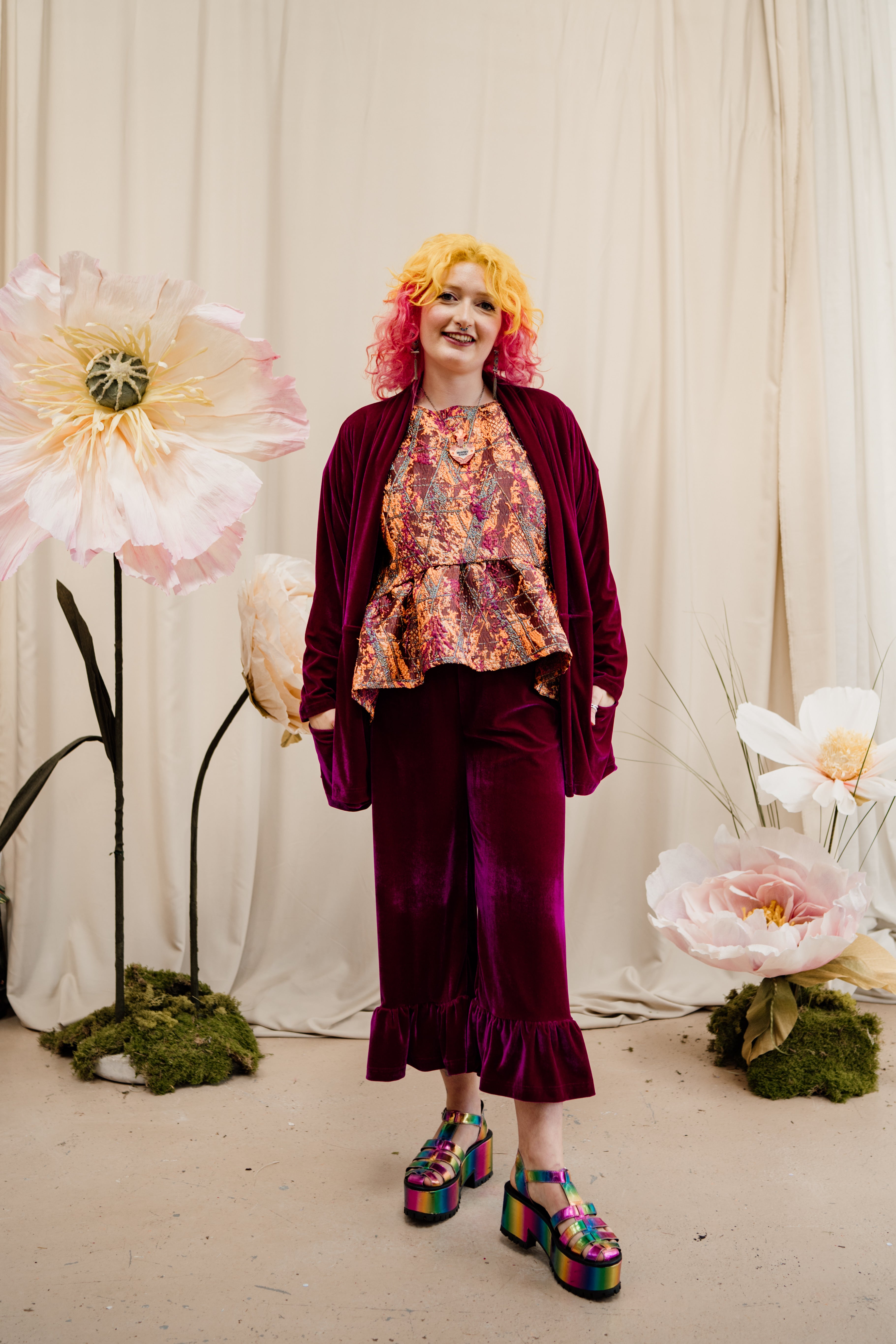 Velvet Jacket in Cerise - Megan Crook