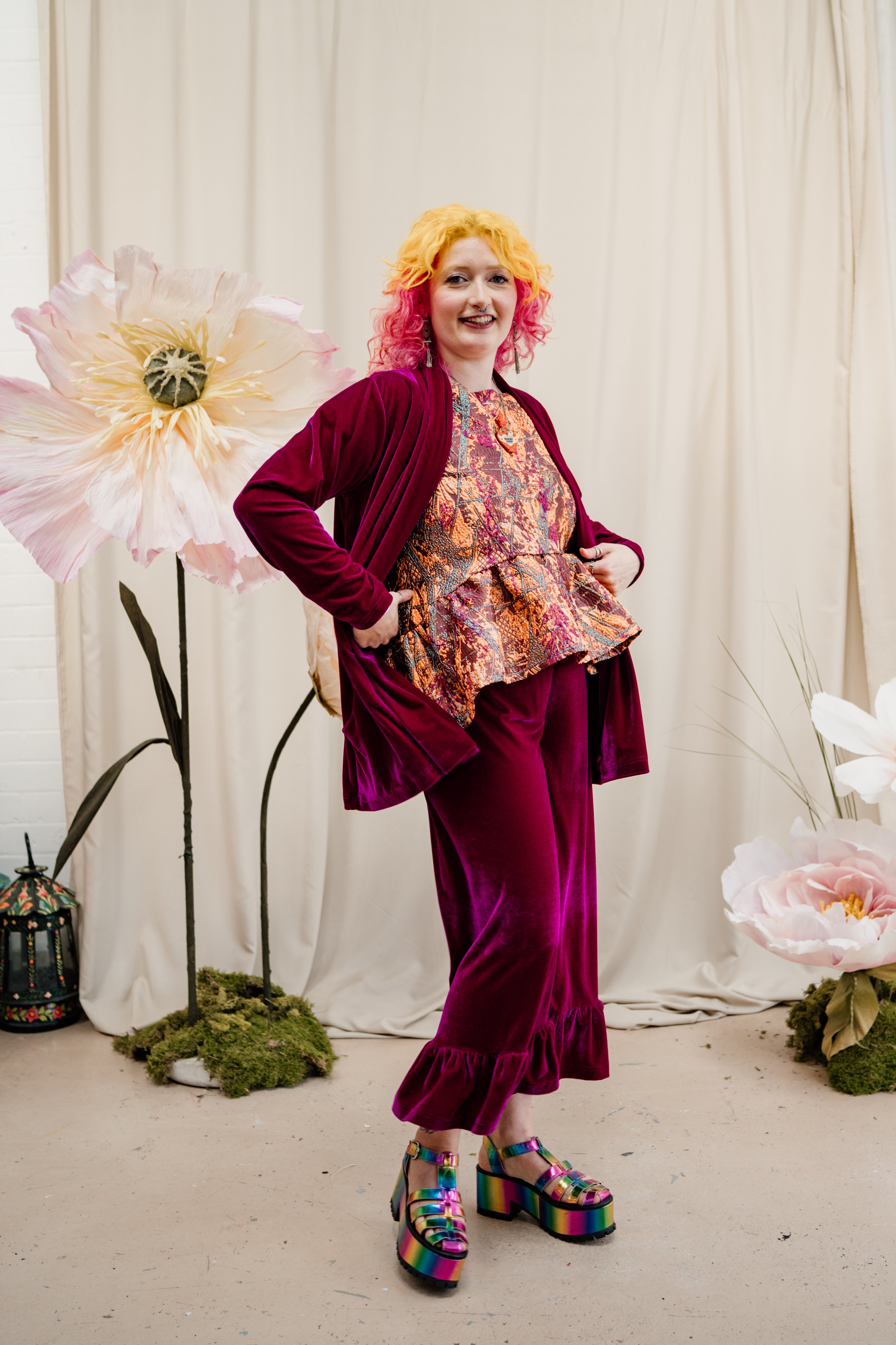 Velvet Jacket in Cerise - Megan Crook