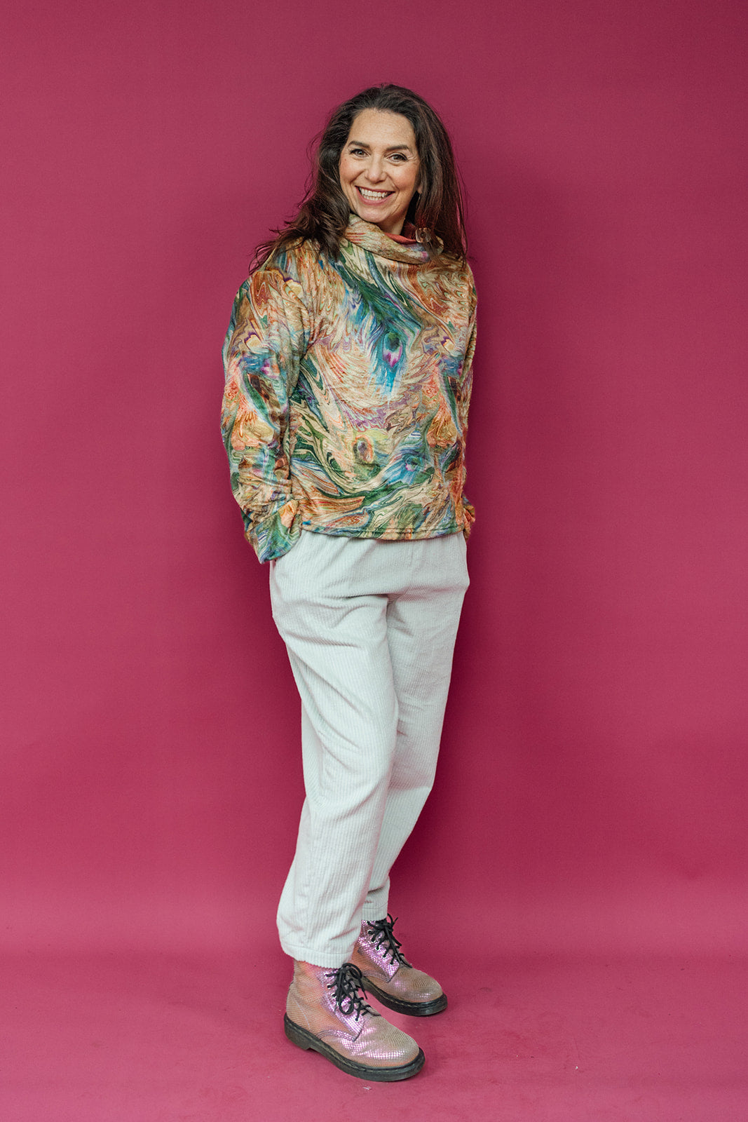 Tapered Trousers in Stone Cord - Megan Crook