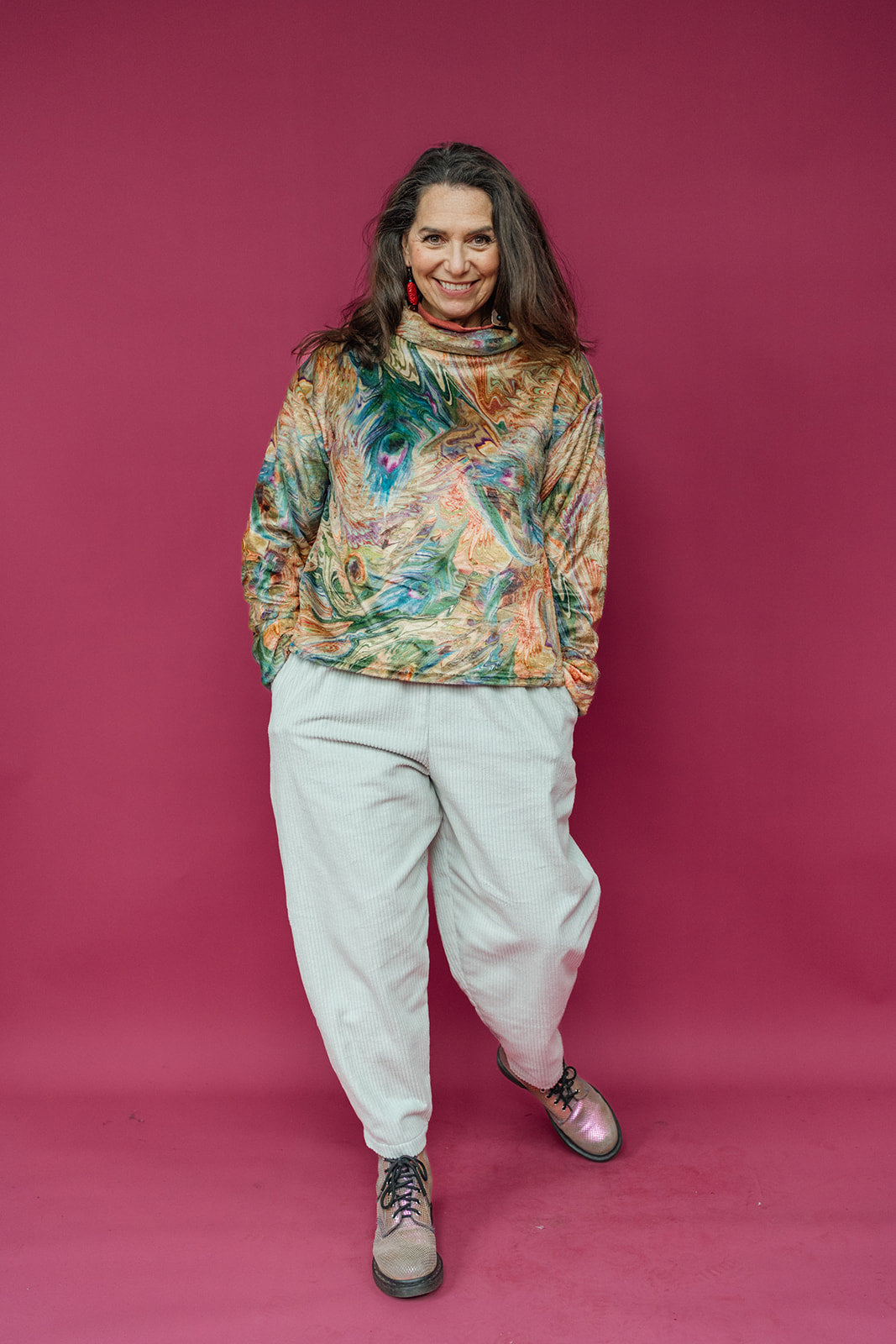 Tapered Trousers in Stone Cord - Megan Crook