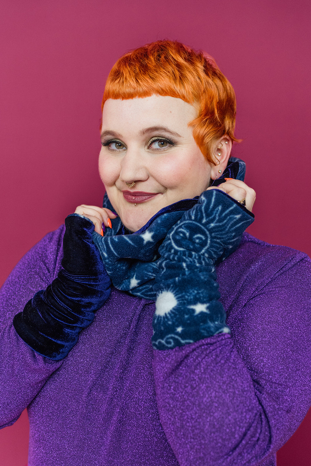 Reversible Fleece & Velvet Snood in Celestial