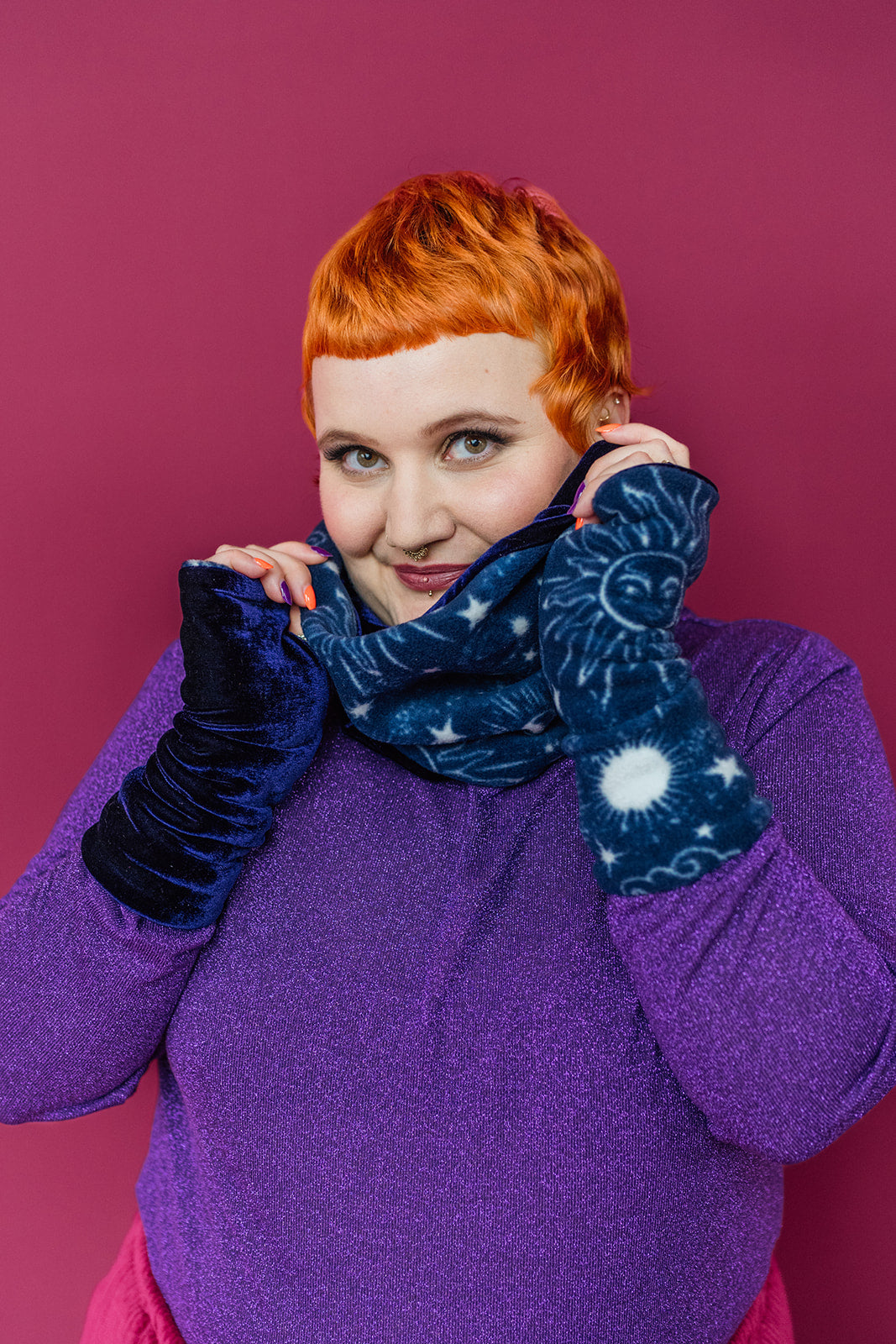 Reversible Fleece & Velvet Snood in Celestial