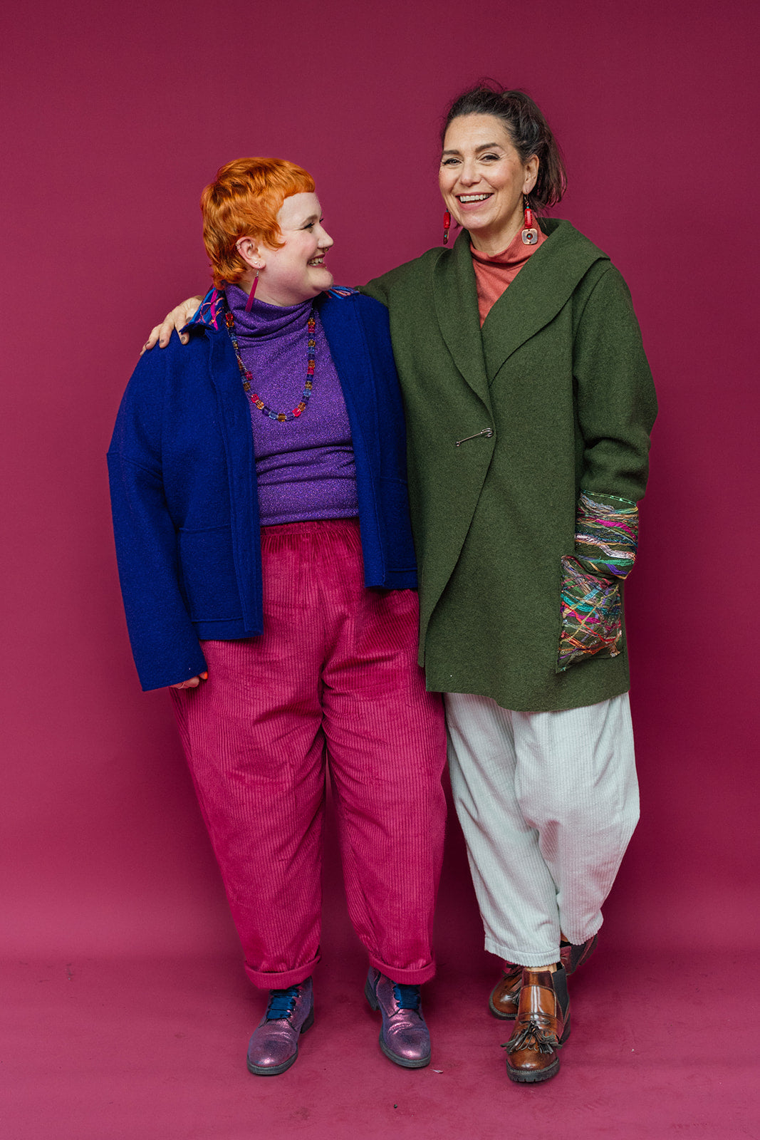 Embellished Short Wool Coat in Forest Green