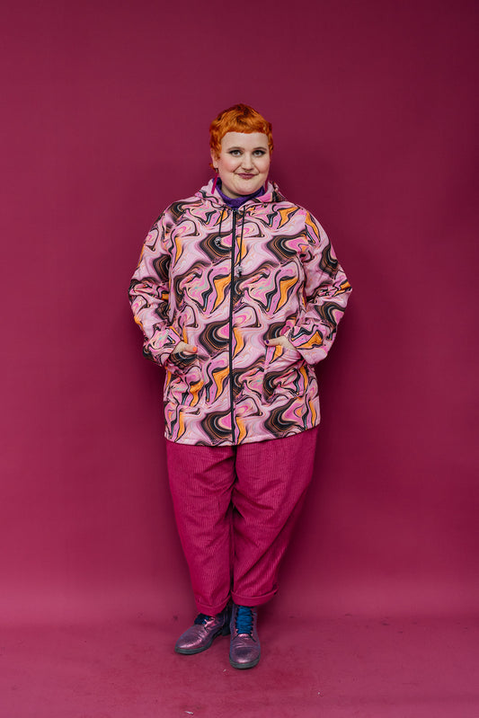 SALE - Rain Coat in Pink Marble M, L