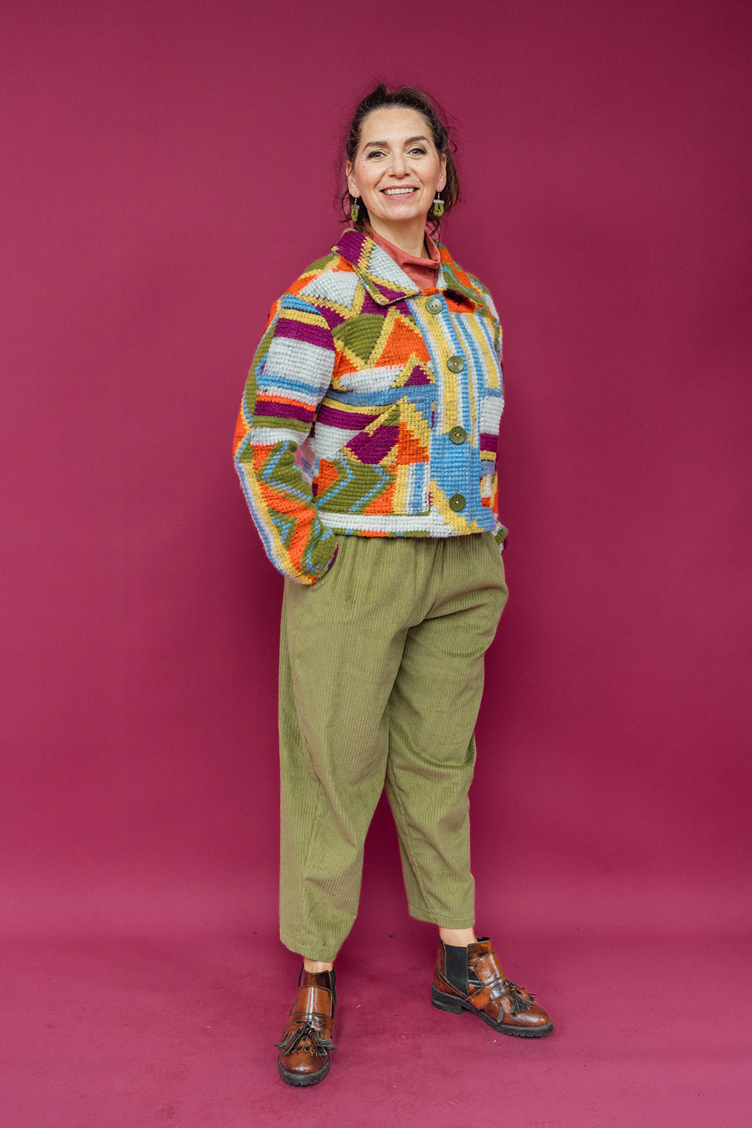 Knitted Box Jacket in Multi Knit