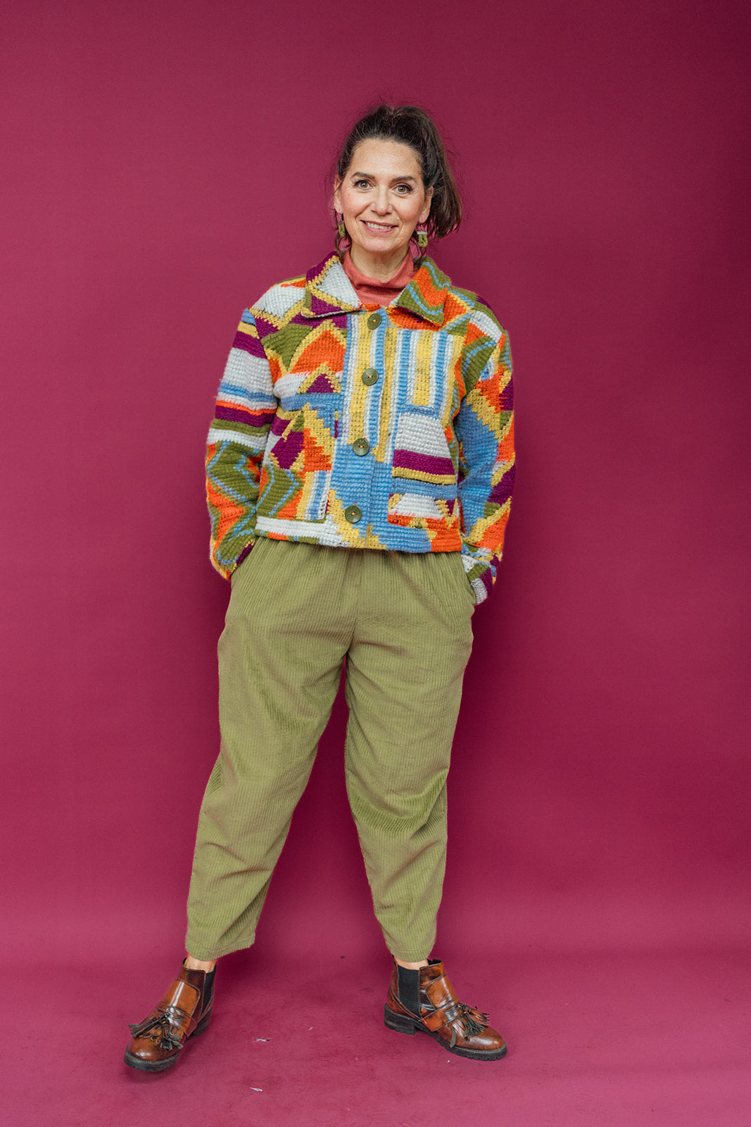 Knitted Box Jacket in Multi Knit