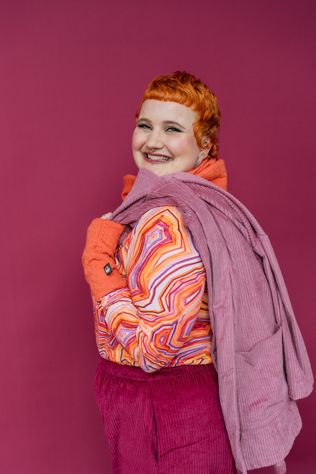 Long Sleeved Turtleneck in Orange Geode - Megan Crook