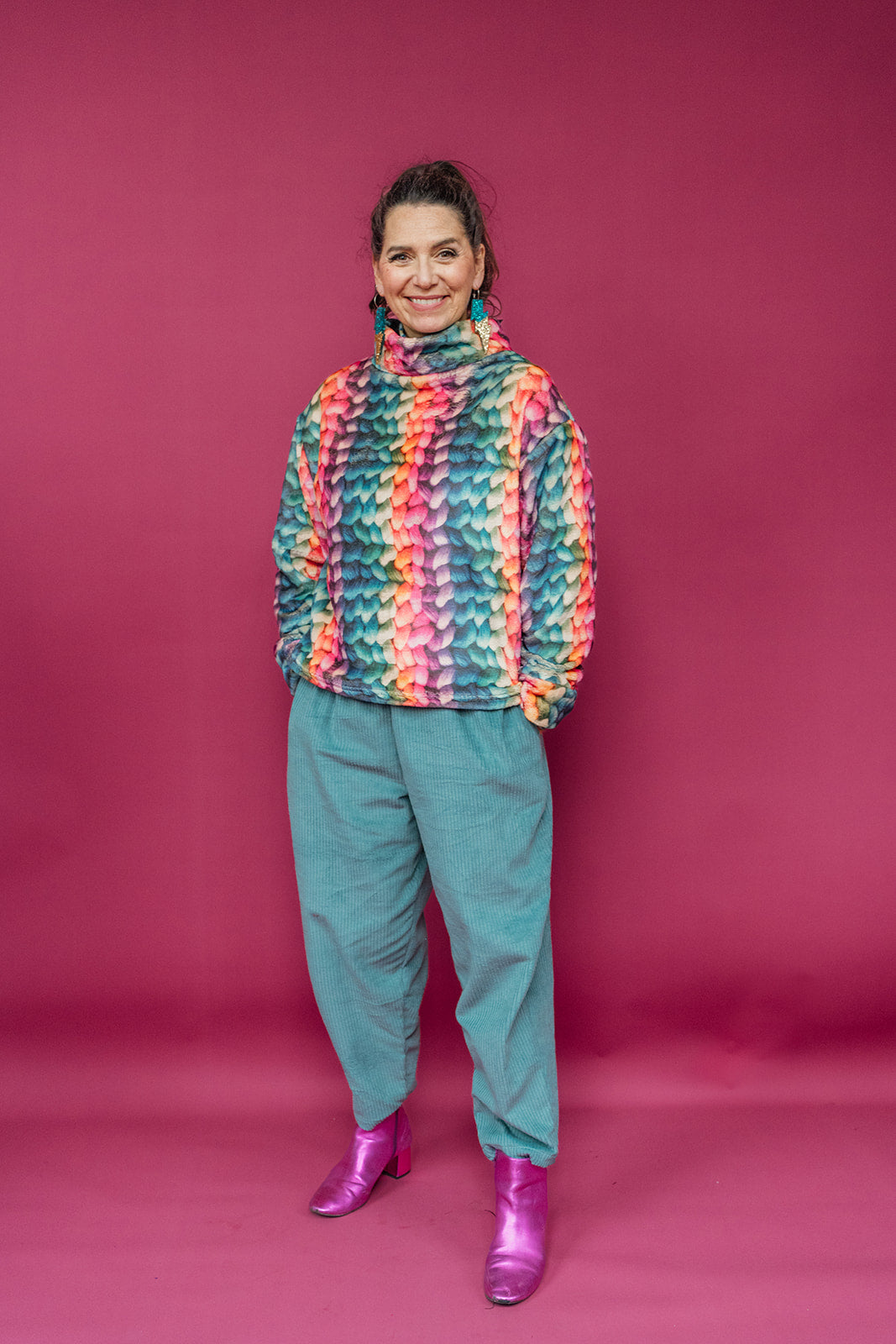 Funnel Neck Pullover in Big Knit - Megan Crook