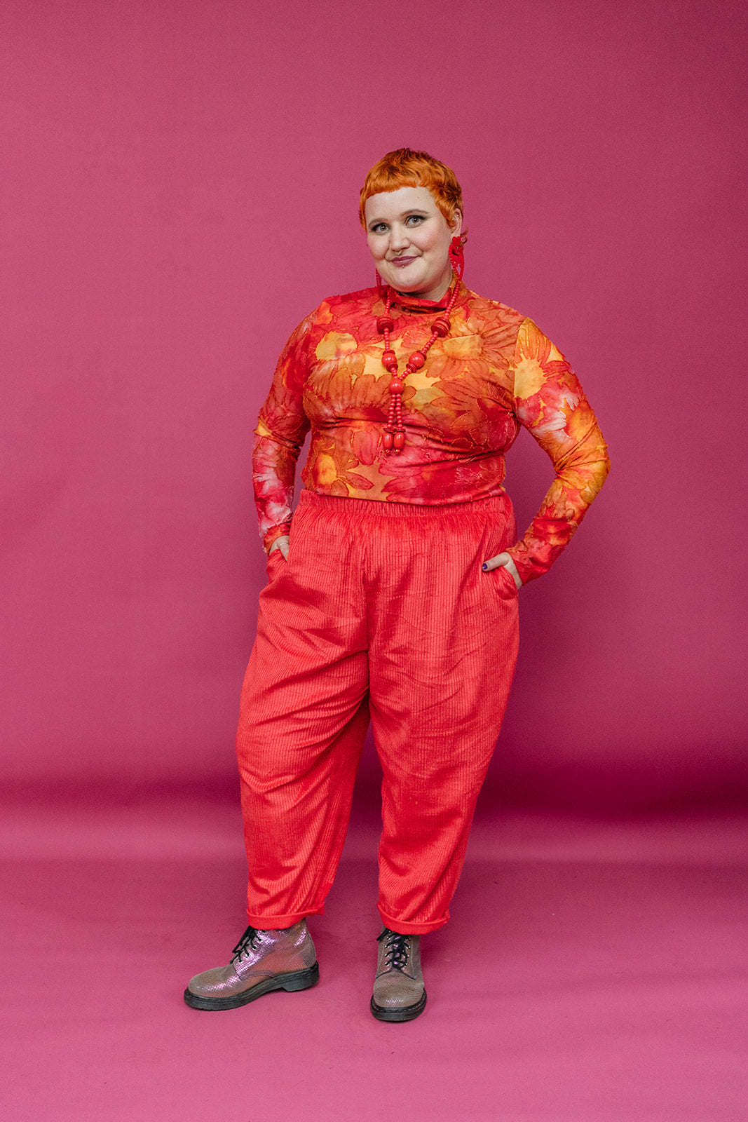 Tapered Trousers in Red Cord - Megan Crook