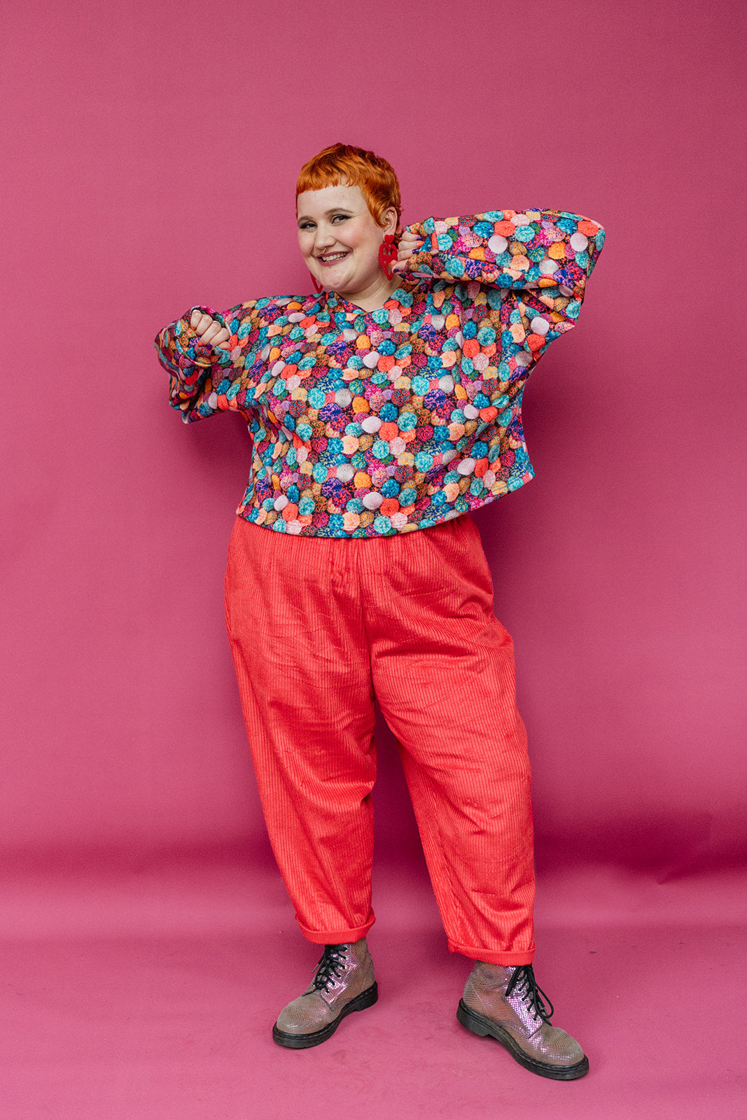 * Batwing Pullover in Pom Pom Digital Print - Megan Crook