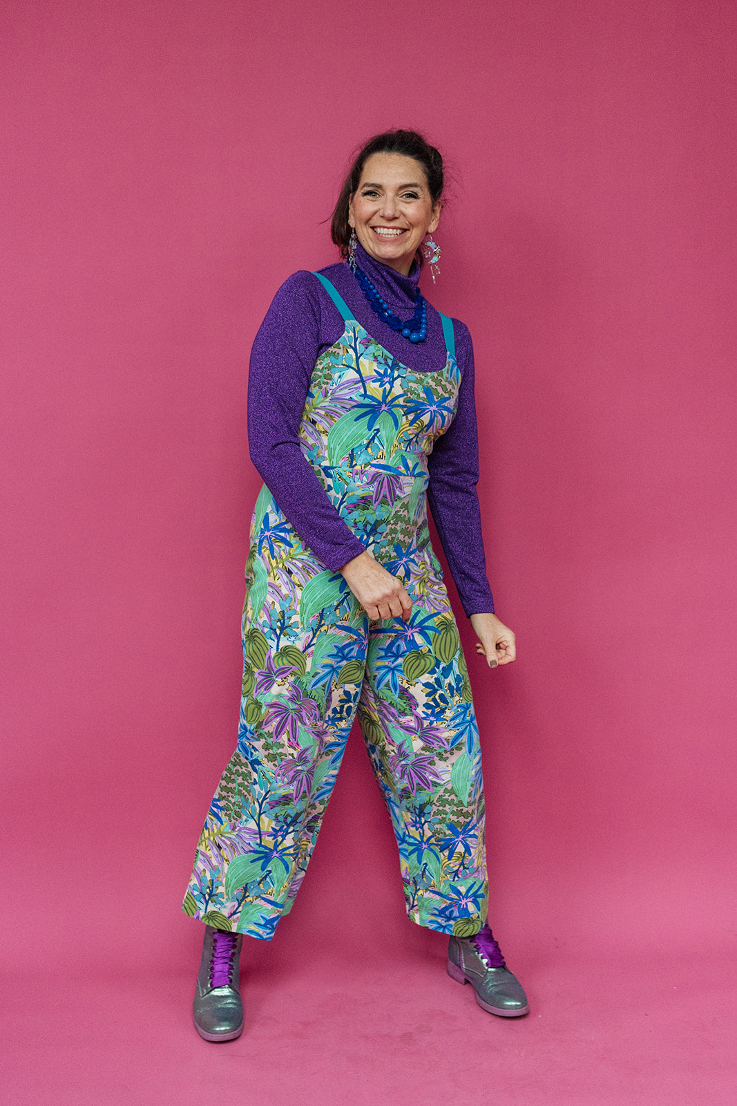 SALE - Relaxed Fit Jumpsuit in Green Garden (2 colours) L,XL