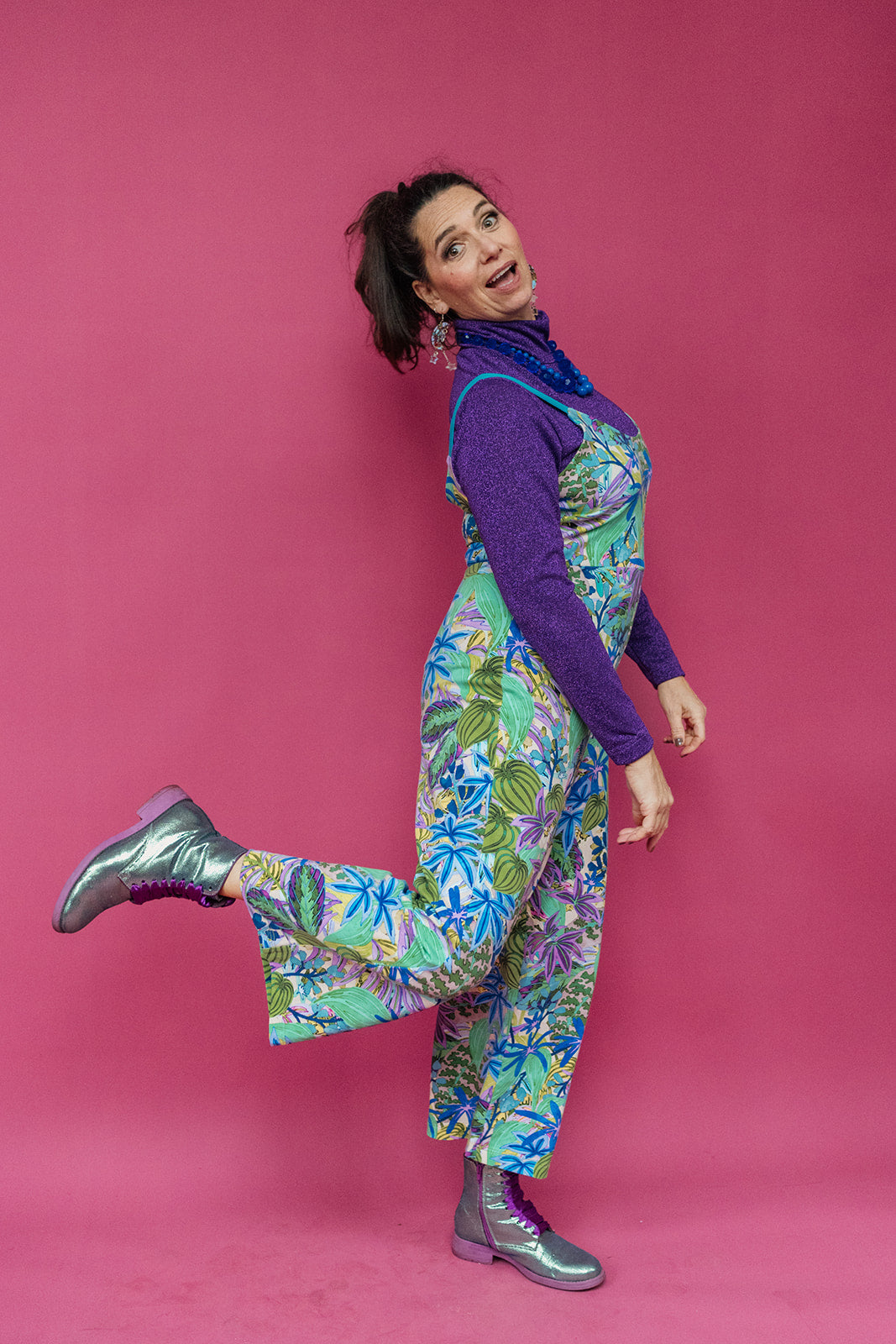 SALE - Relaxed Fit Jumpsuit in Green Garden (2 colours) L,XL