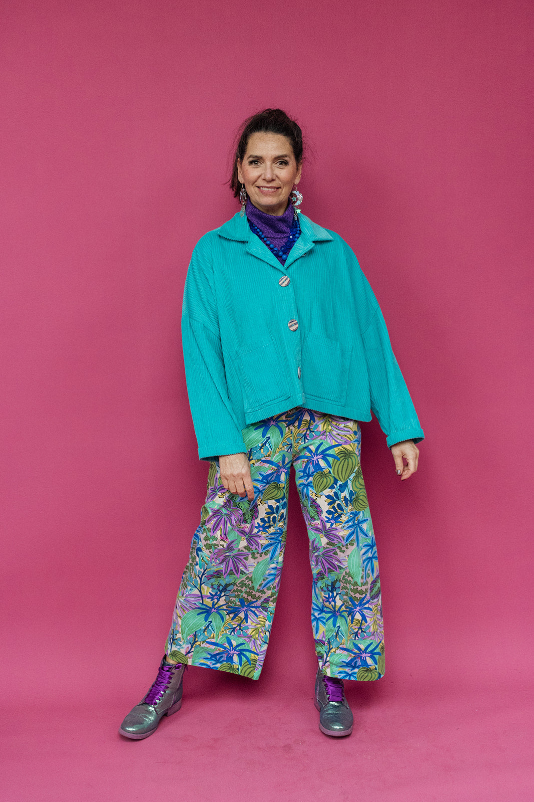 SALE - Relaxed Fit Jumpsuit in Green Garden (2 colours) L,XL