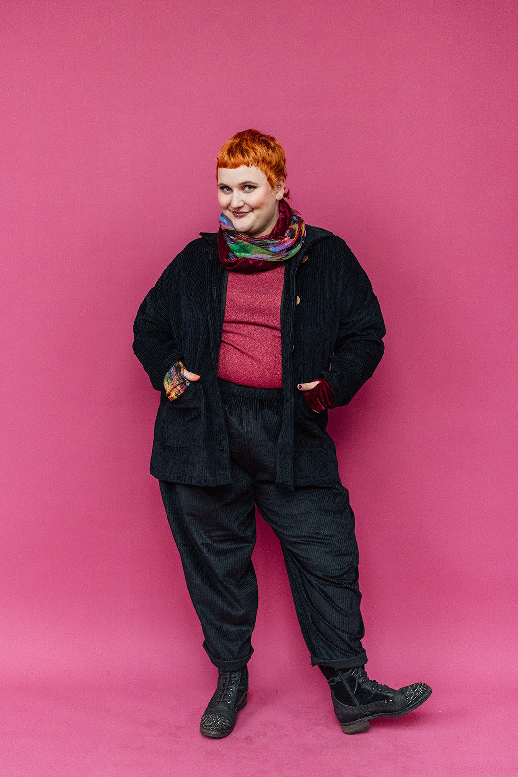 Tapered Trousers in Black Cord - Megan Crook