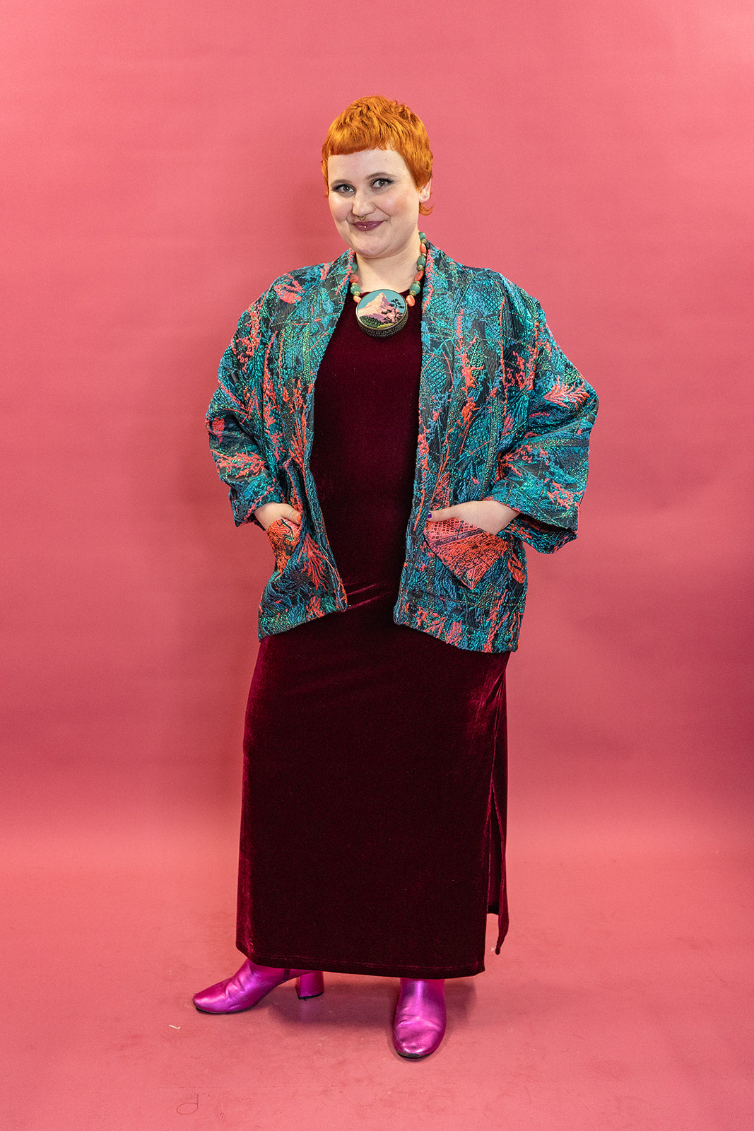 SALE - Velvet Maxi Dress in Burgundy XL