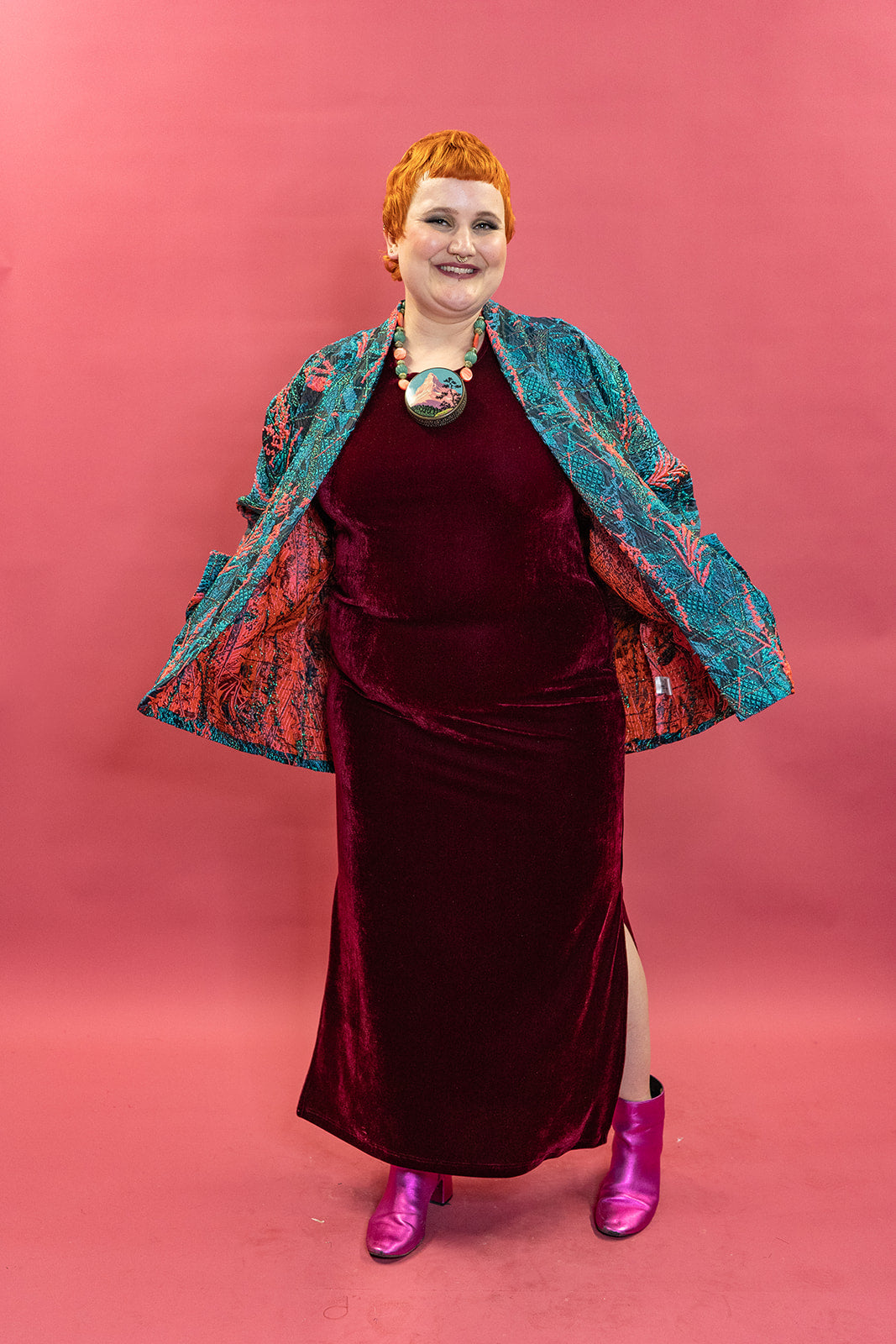 SALE - Velvet Maxi Dress in Burgundy XL