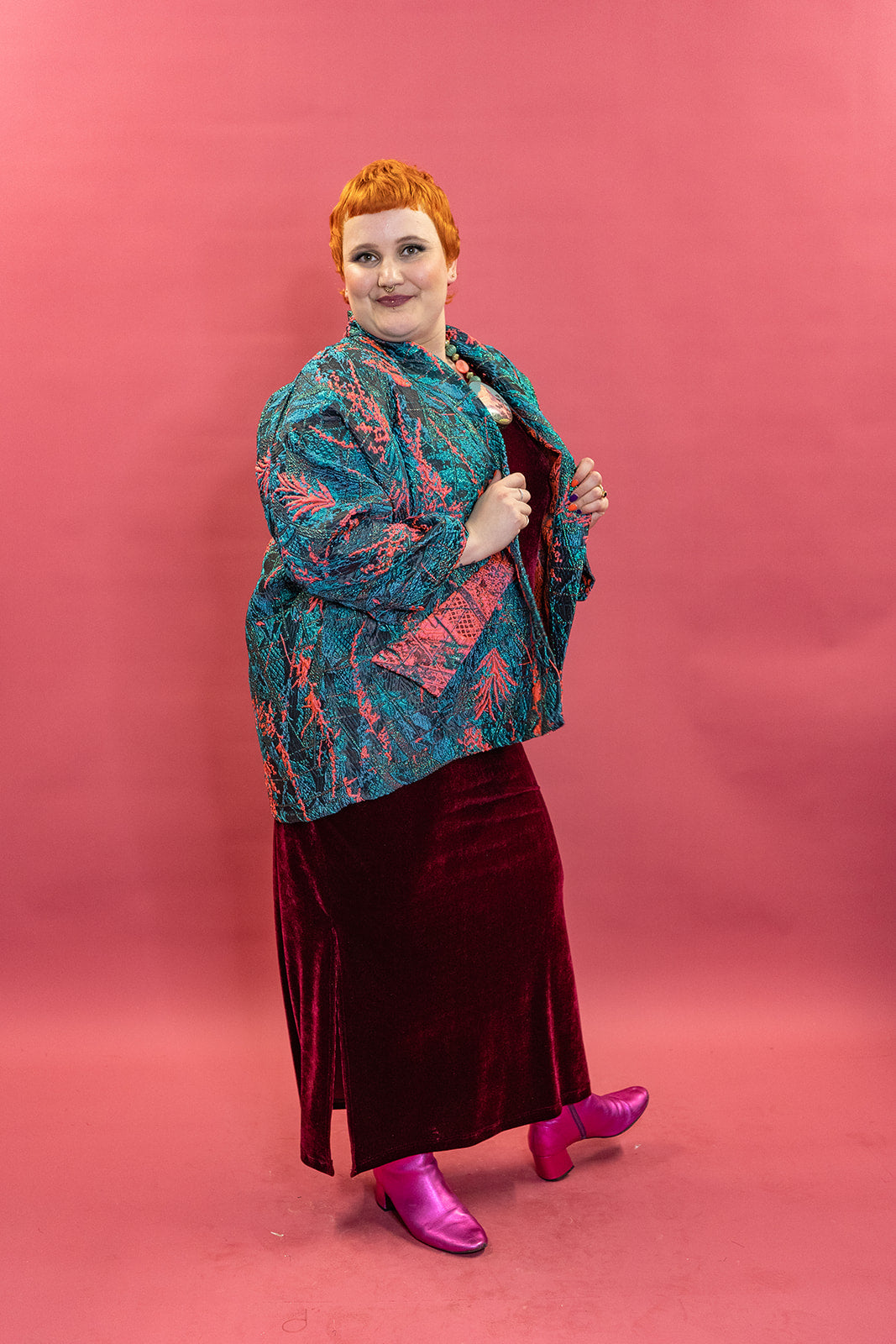 SALE - Velvet Maxi Dress in Burgundy XL