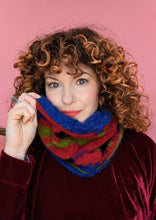 Load image into Gallery viewer, Reversible Red Aztec and Bouclé Snood