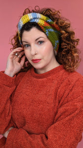 Knitted Headband in Colour Block Pattern Clash