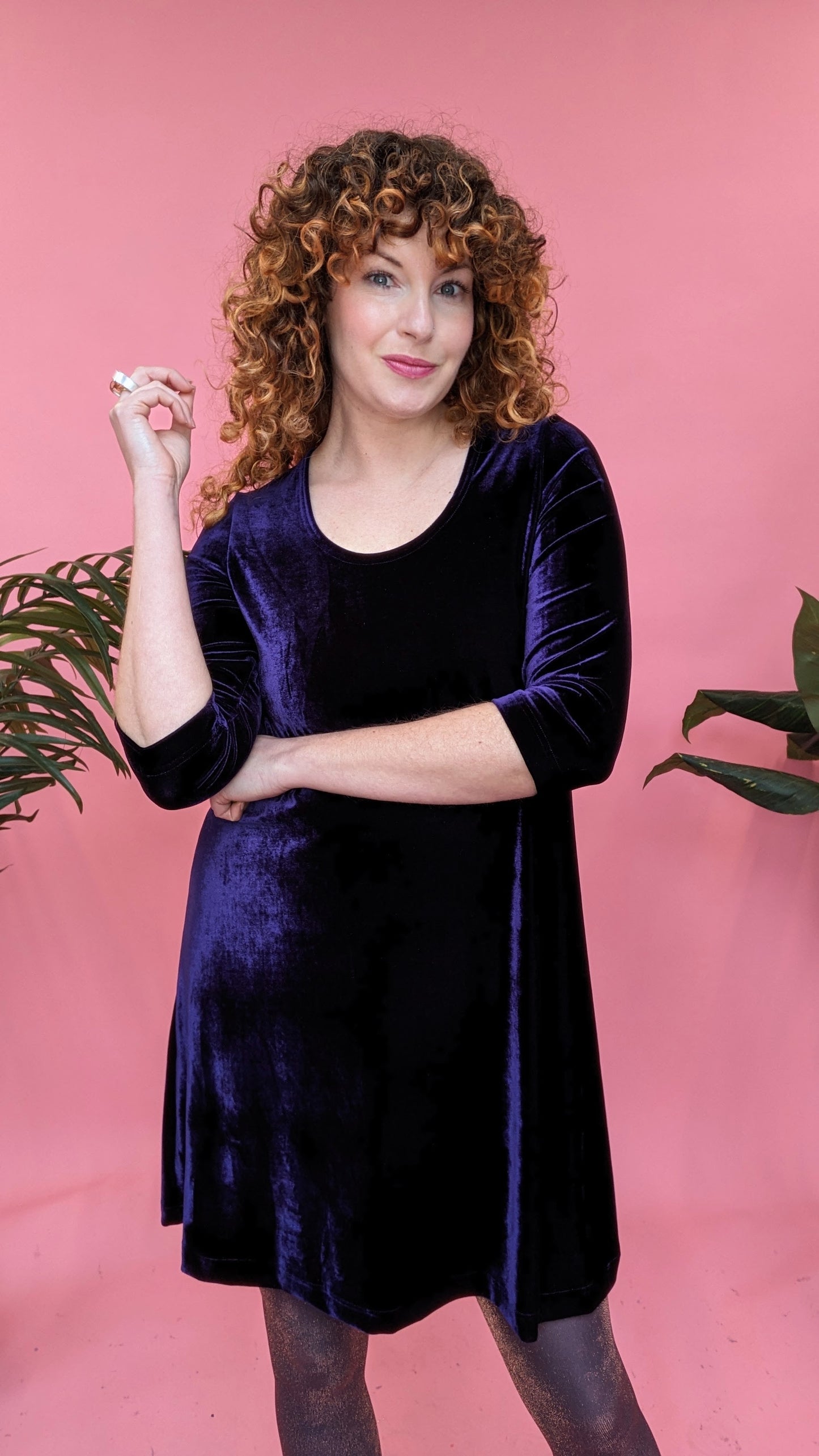 SALE- Velvet Swing Dress in Midnight XS