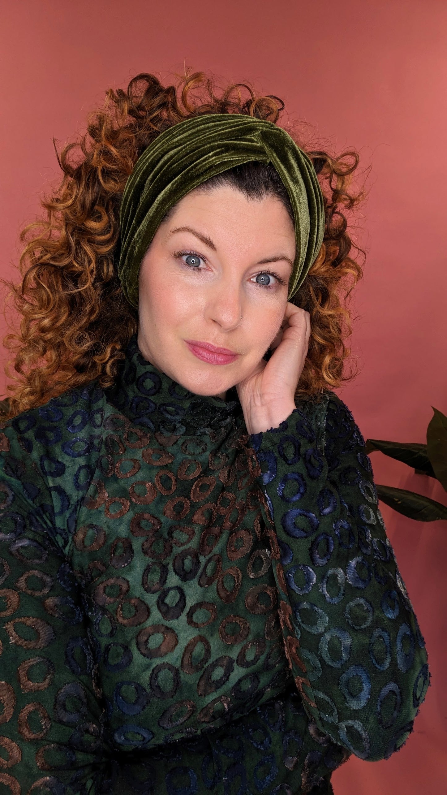 Velvet Headband in Dark Olive