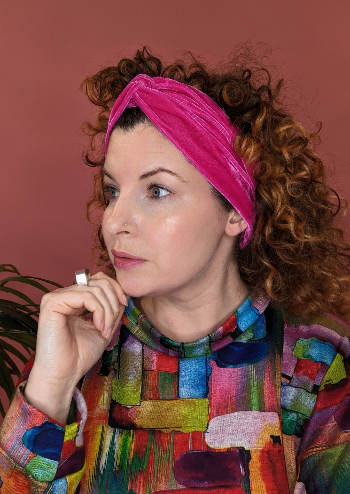 Velvet Headband in Pink