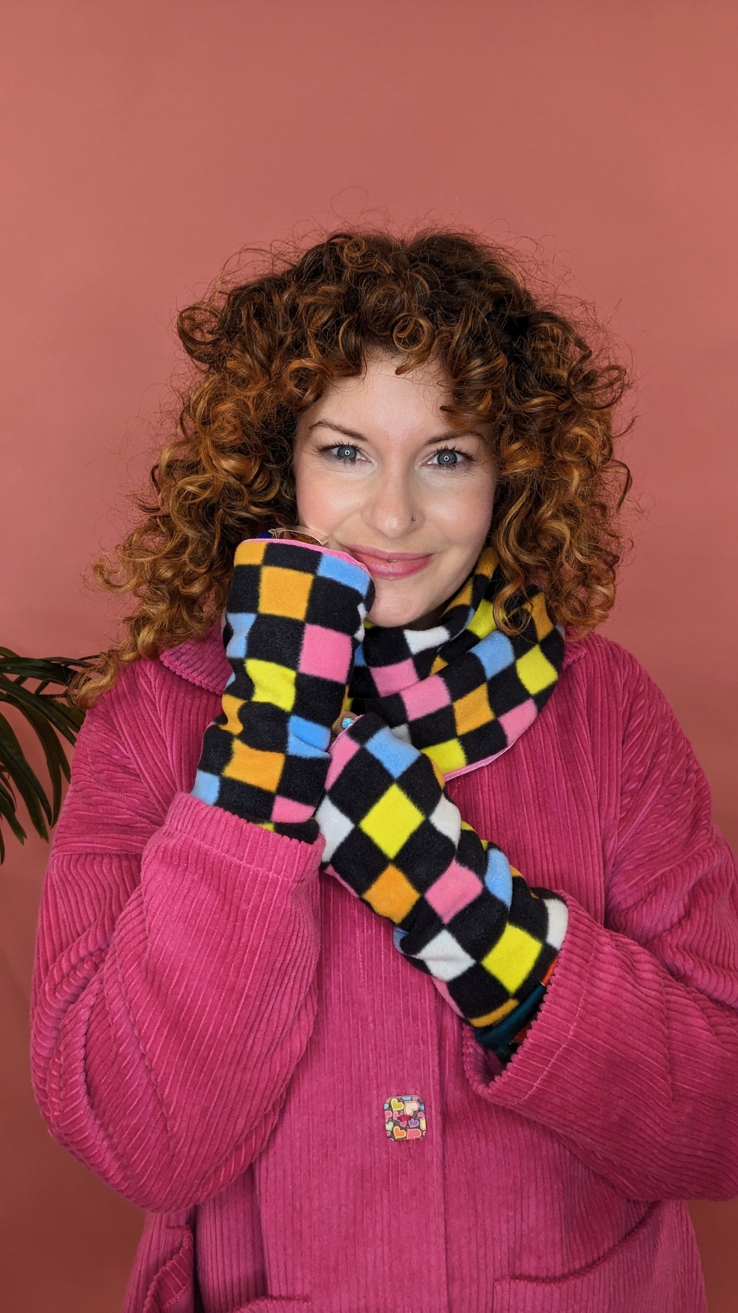* Reversible Hand Warmers in Liquorice Allsort Check