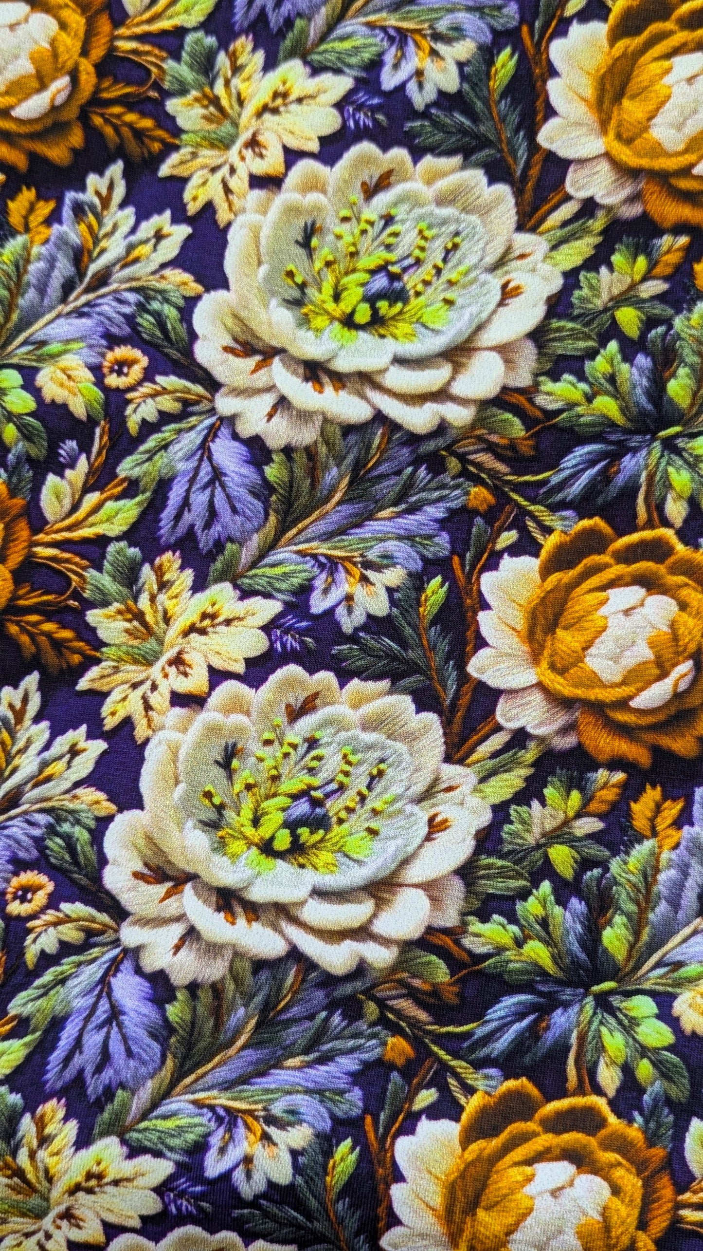 Jersey Snood in Purple Floral Embroidery