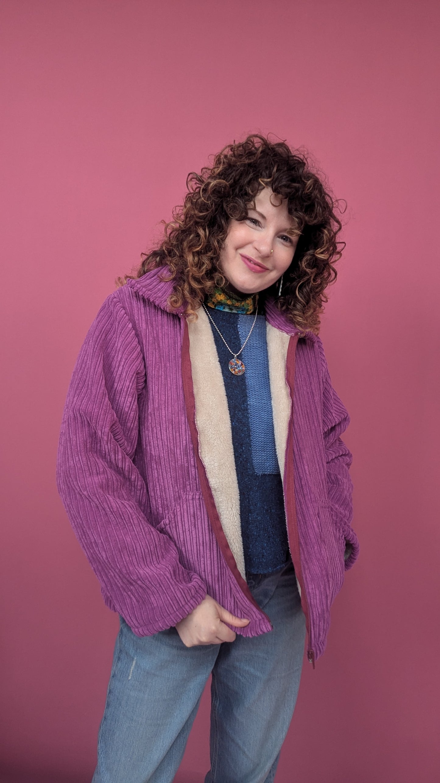 * Box Jacket in Fur Lined Cosy Corduroy - Sample
