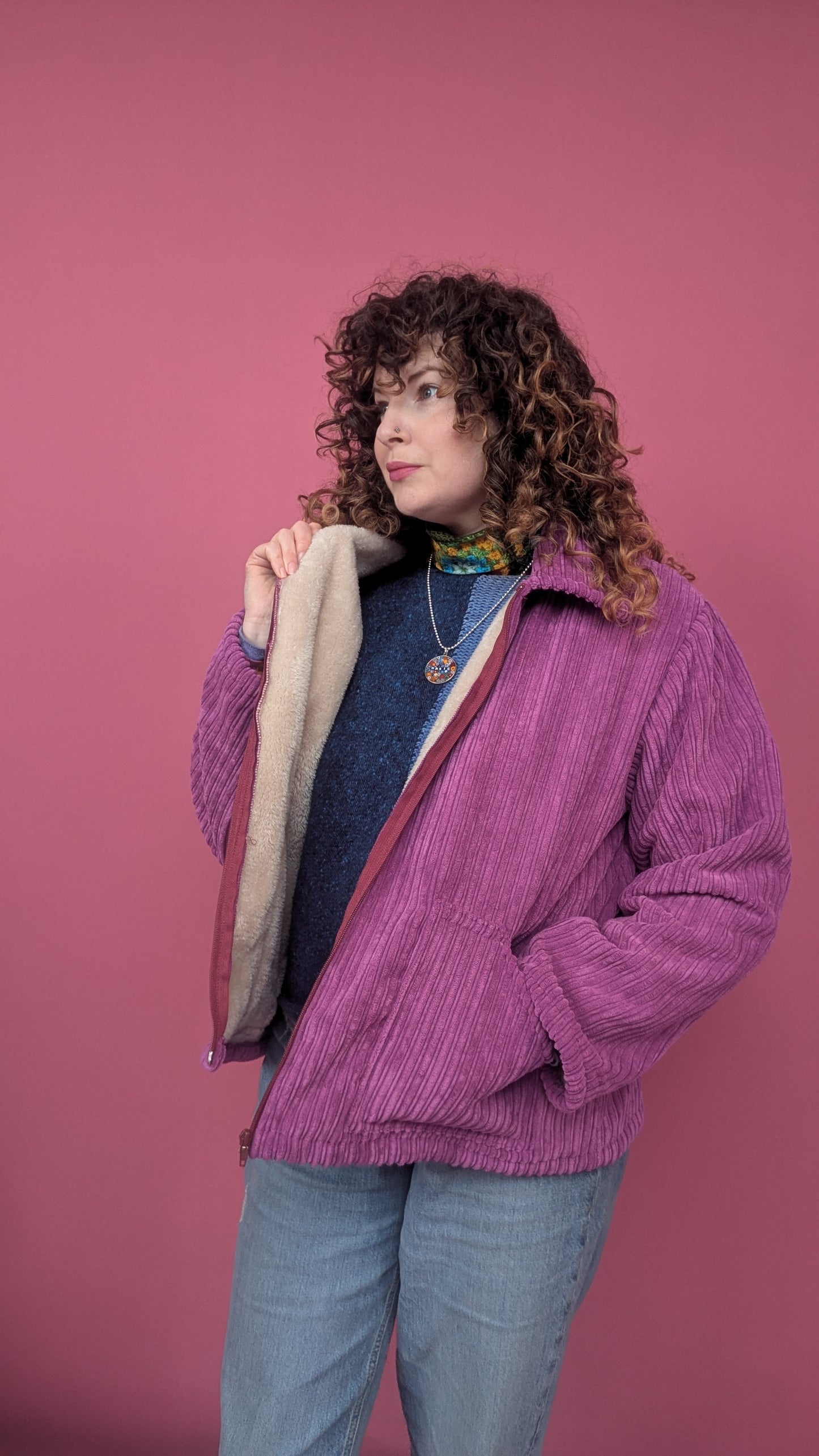 * Box Jacket in Fur Lined Cosy Corduroy - Sample