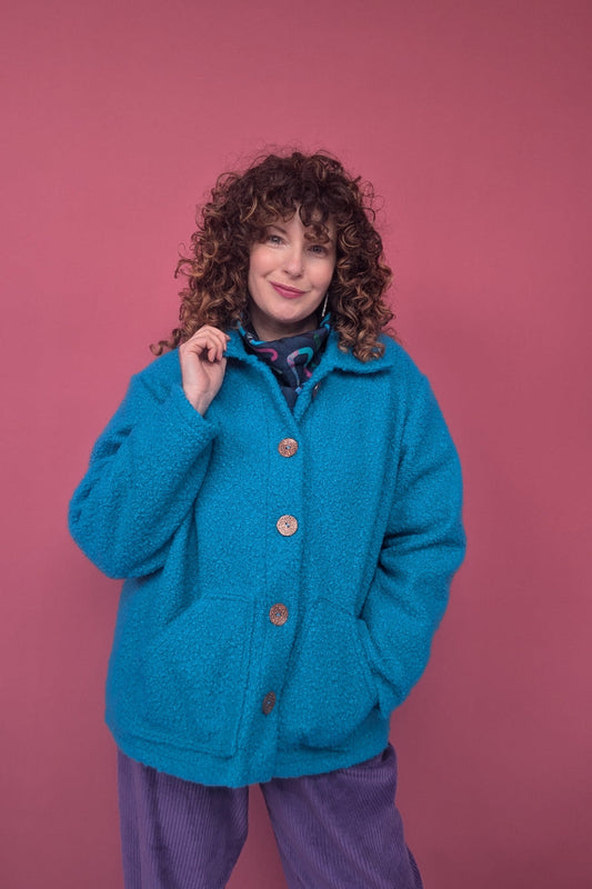 Boucle Box Jacket in Electric Blue