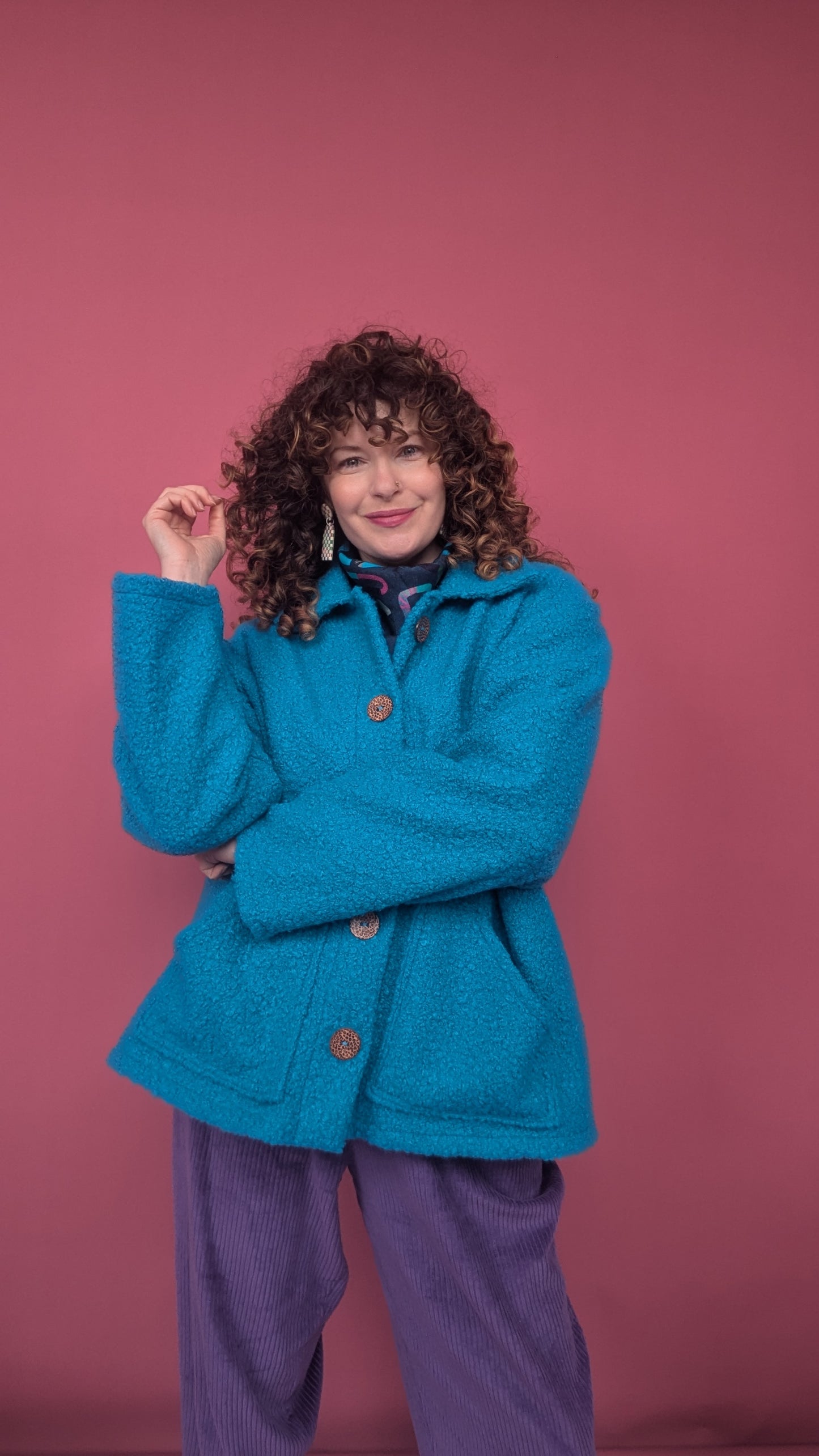 Boucle Box Jacket in Electric Blue