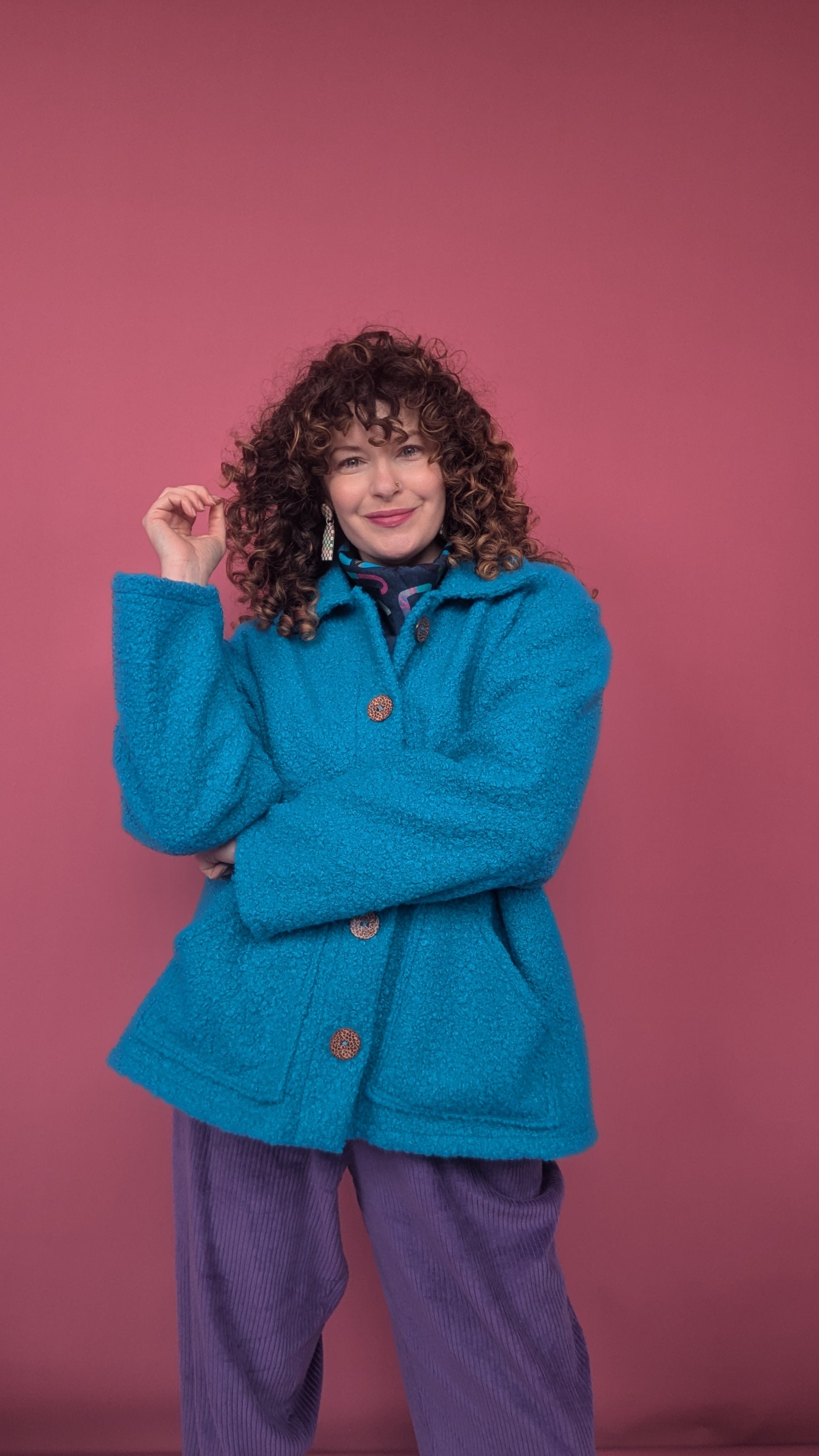 Boucle Box Jacket in Electric Blue - Megan Crook