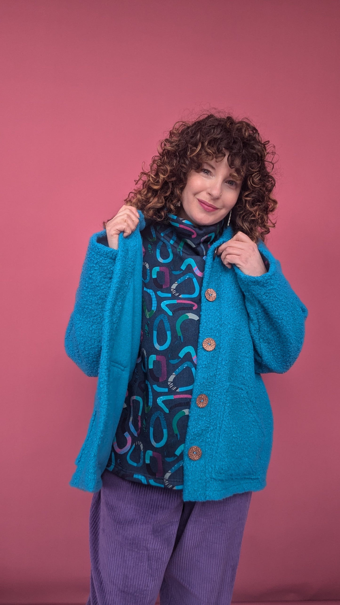 Boucle Box Jacket in Electric Blue