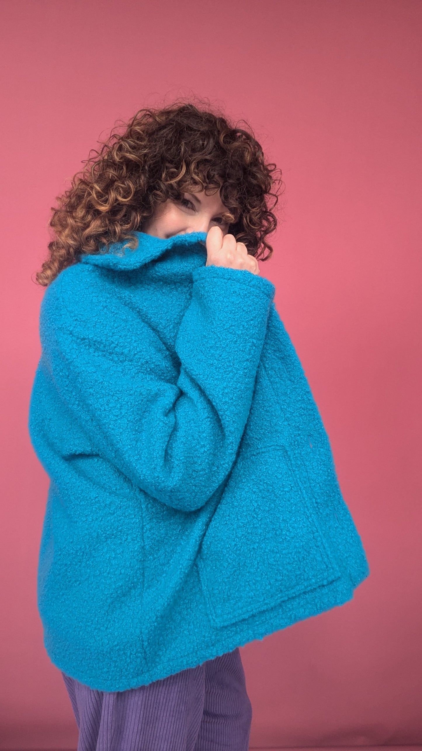 Boucle Box Jacket in Electric Blue