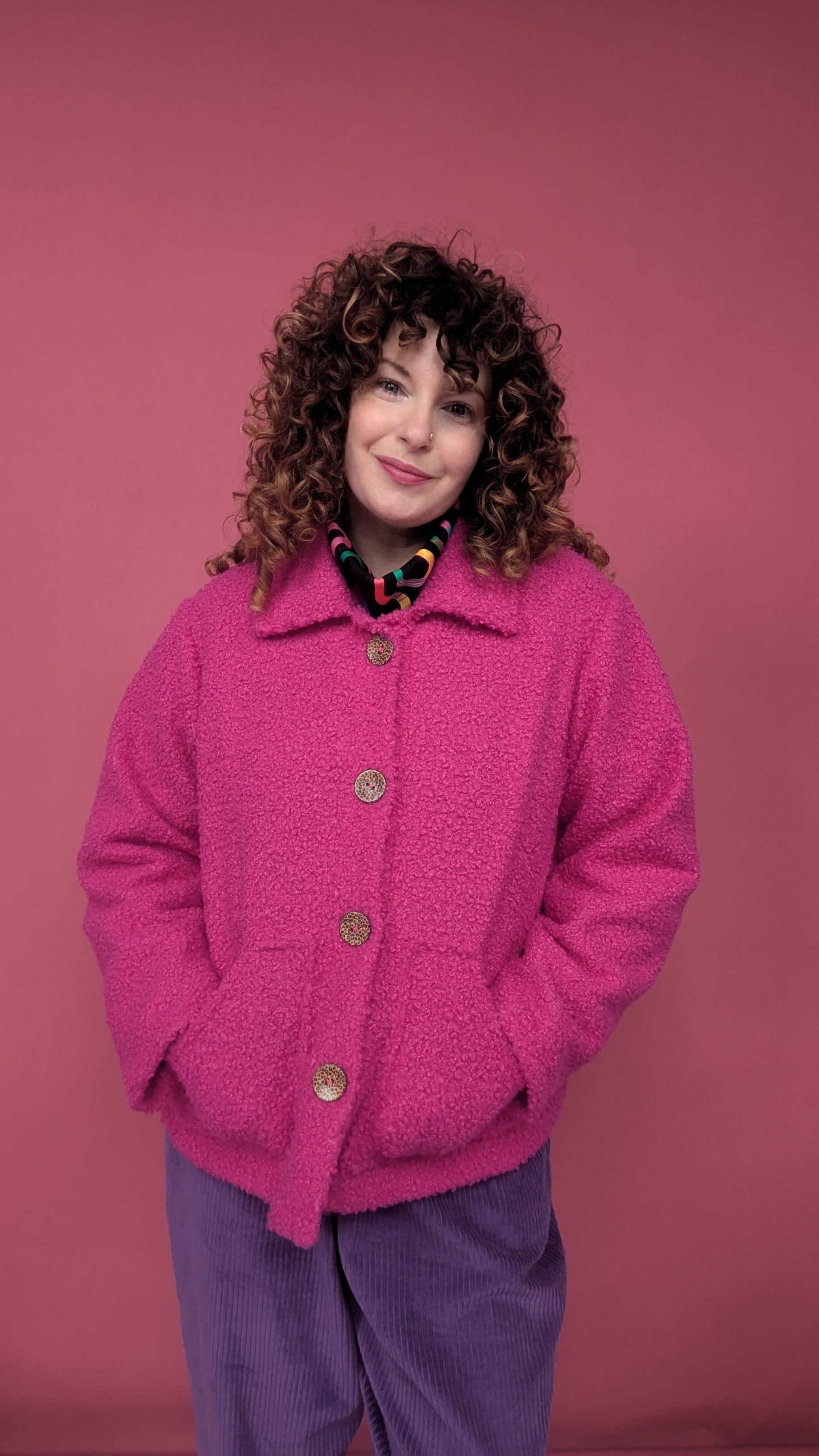Boucle Box Jacket in Magenta - Megan Crook