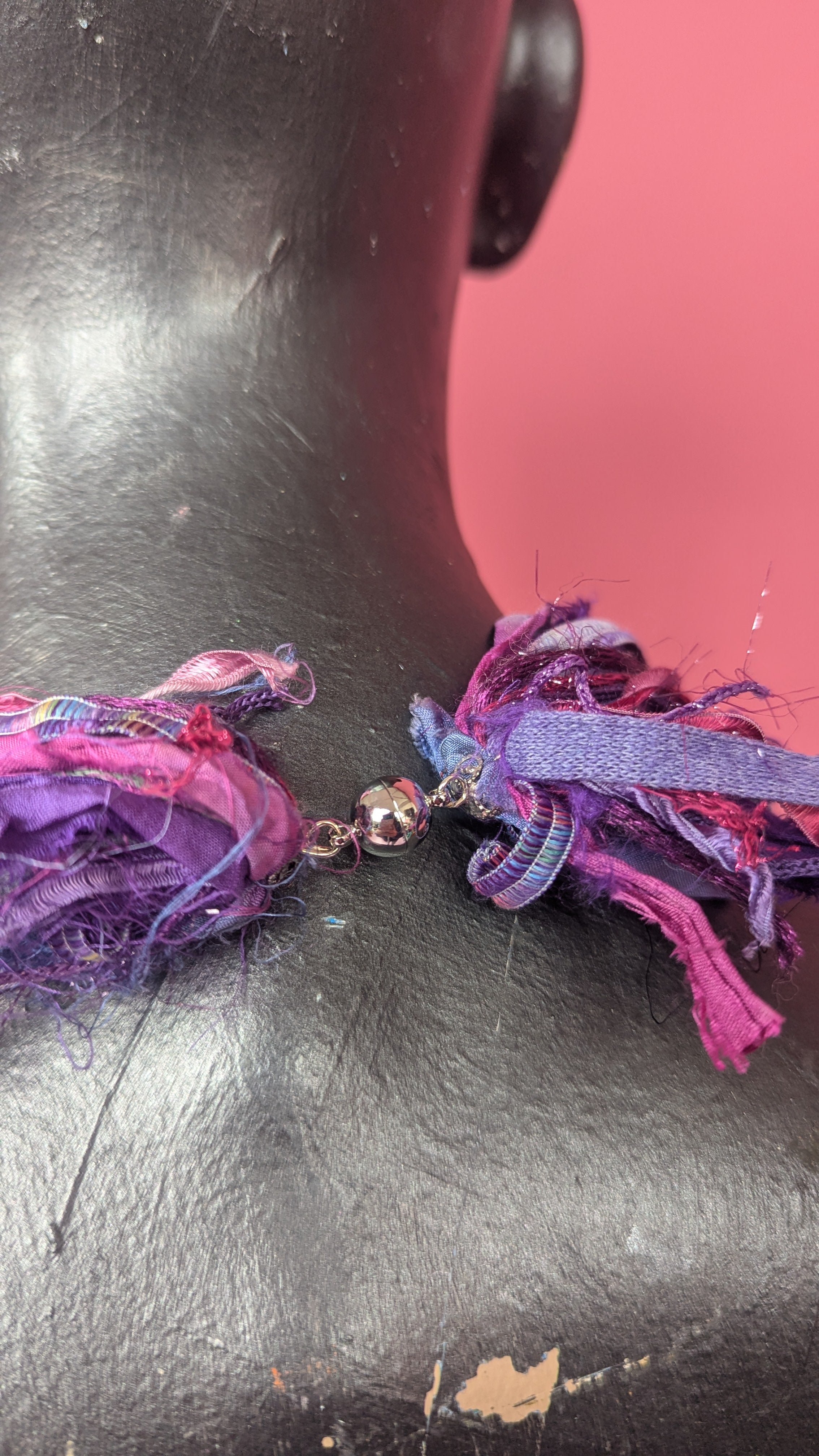 Silk Yarn Necklace in Pink and Purple - Megan Crook